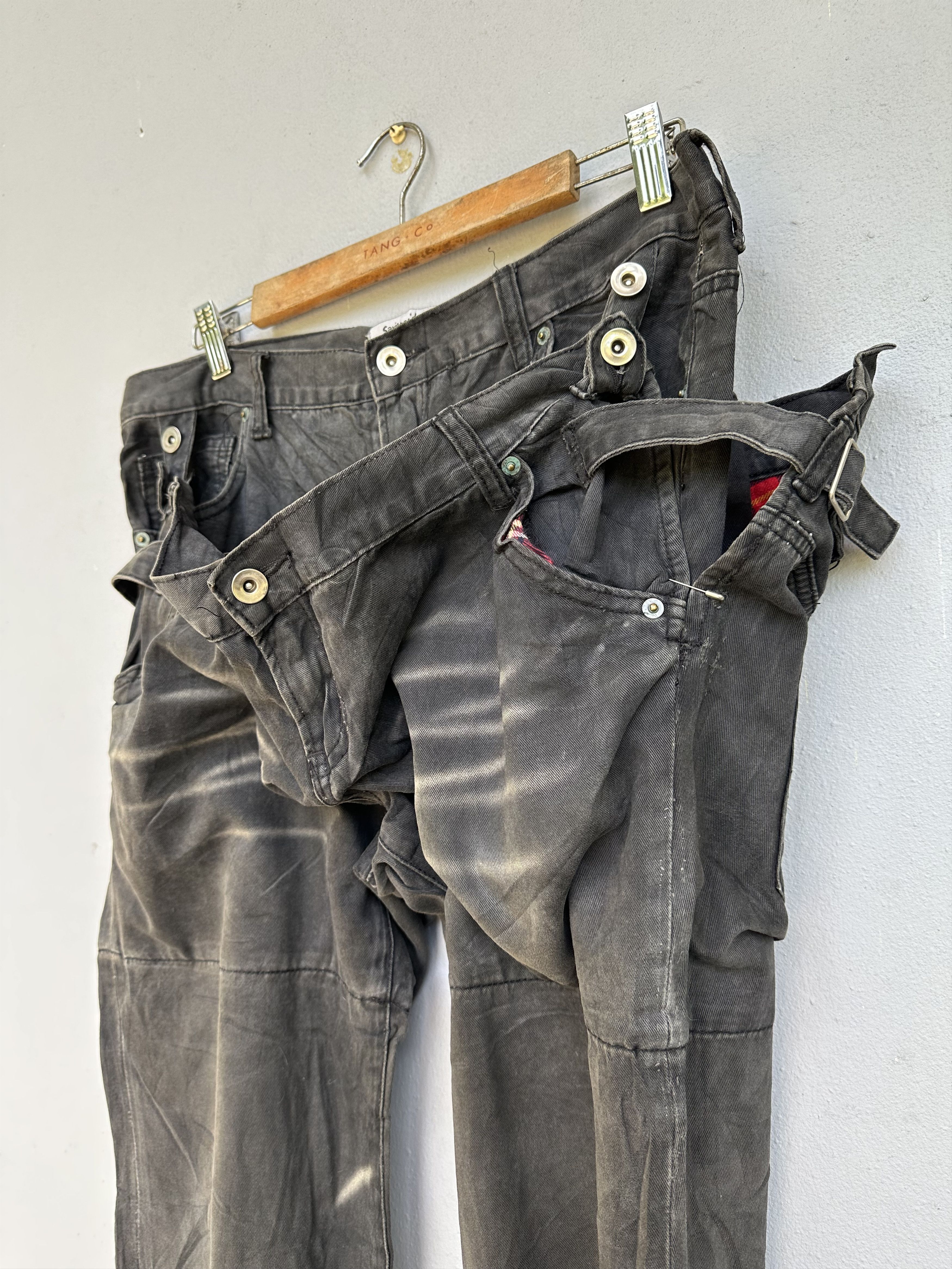 Japanese Brand Rare Savignac De Denim Double Waist Seditionaries Distressed Size US 32 / EU 48 - 14 Thumbnail