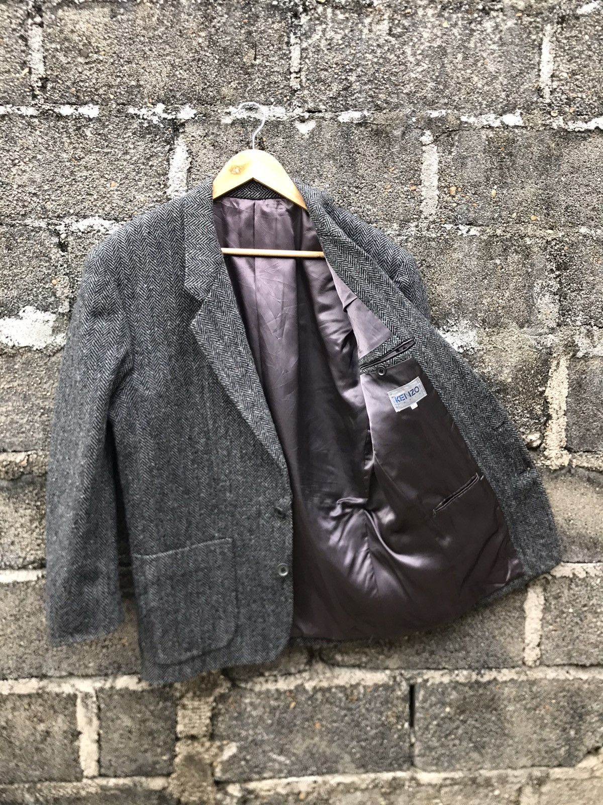 Kenzo ⚡️Vintage Kenzo Wool Herringbone Single Breasted Blazer Size 38S - 6 Thumbnail