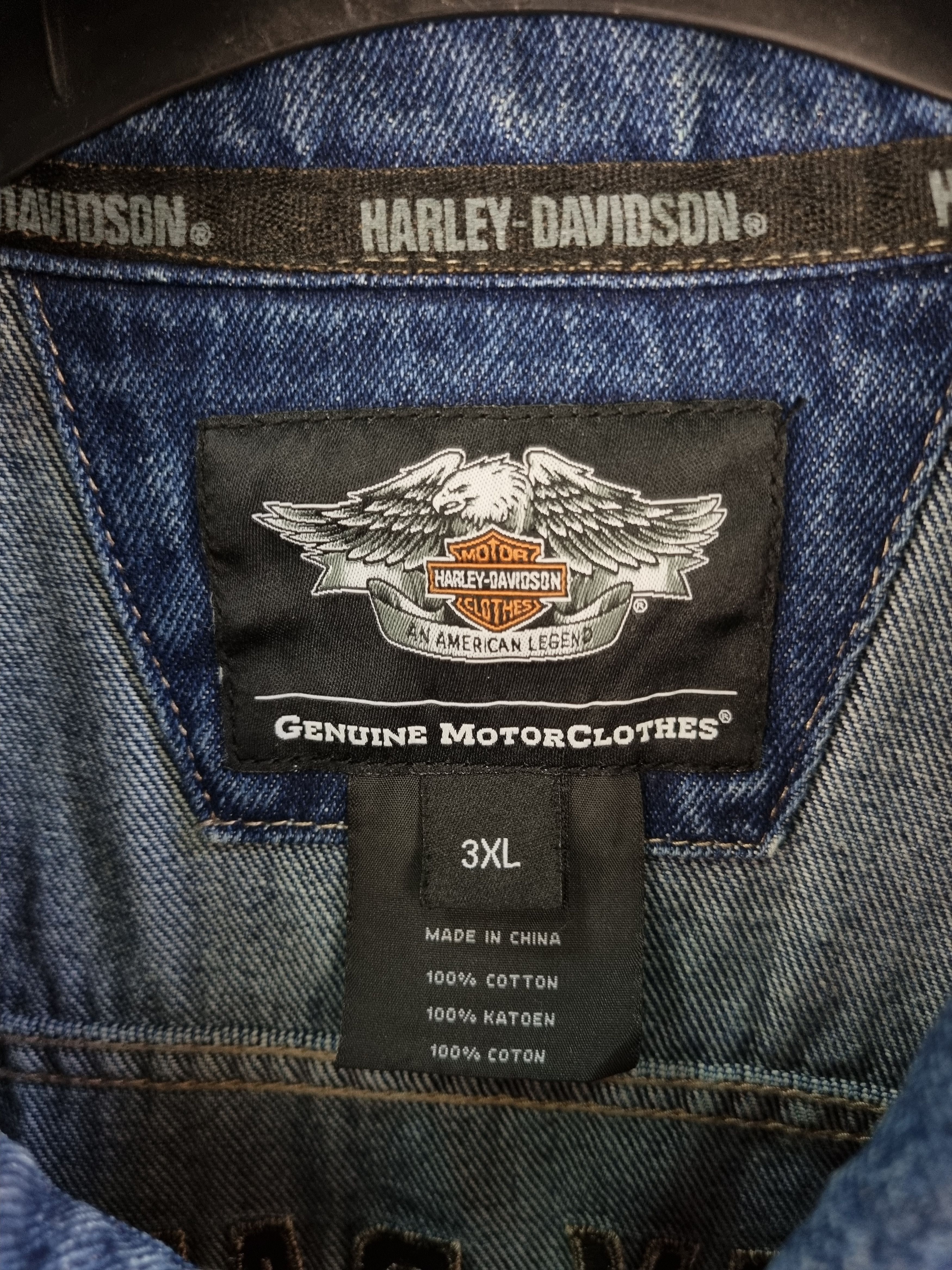 Harley Davidson × Vintage Harley Davidson Big Size Big Logo Denim Vest Size US XXL / EU 58 / 5 - 9 Thumbnail