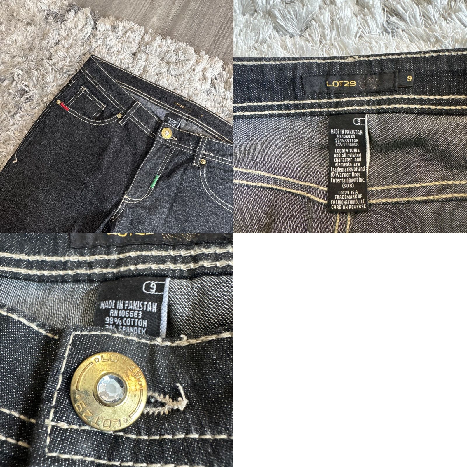 Denime VINTAGE 90’s Lot 29 Black Denim Flared Embroidered Jeans Women 9 32x31 Size 30" / US 8 / IT 44 - 8 Thumbnail