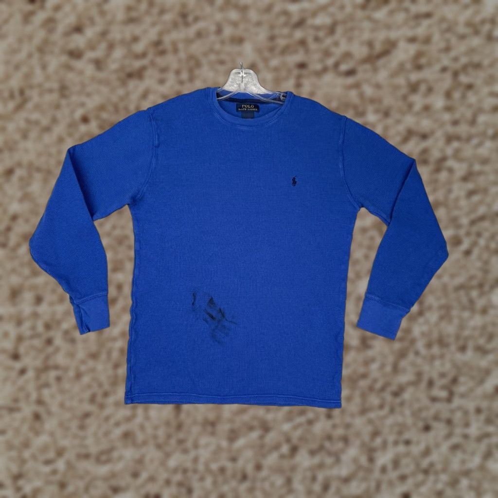 Polo Ralph Lauren Polo Ralph Lauren Shirt Men Medium Blue Waffle Knit Thermal 100% Cotton READ Size US M / EU 48-50 / 2 - 1 Thumbnail