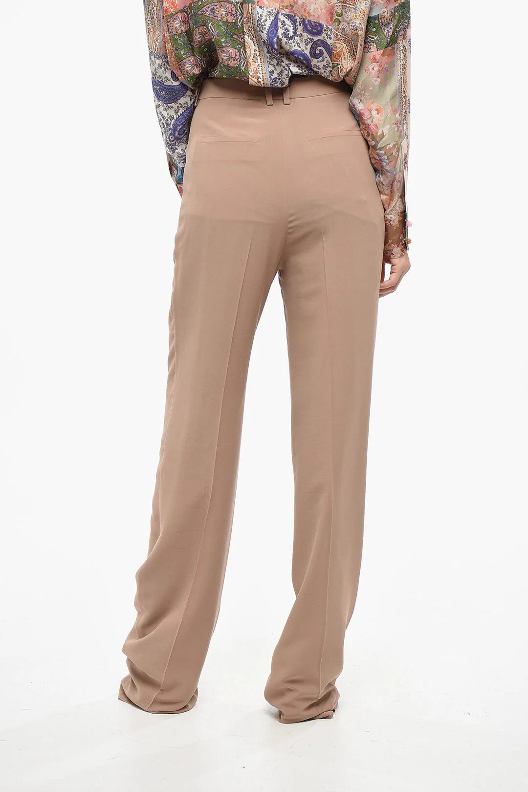 Saint Laurent Paris og1mm0326 Solid Silk Pant in Beige Size 28" / US 6 / IT 42 - 2 Thumbnail