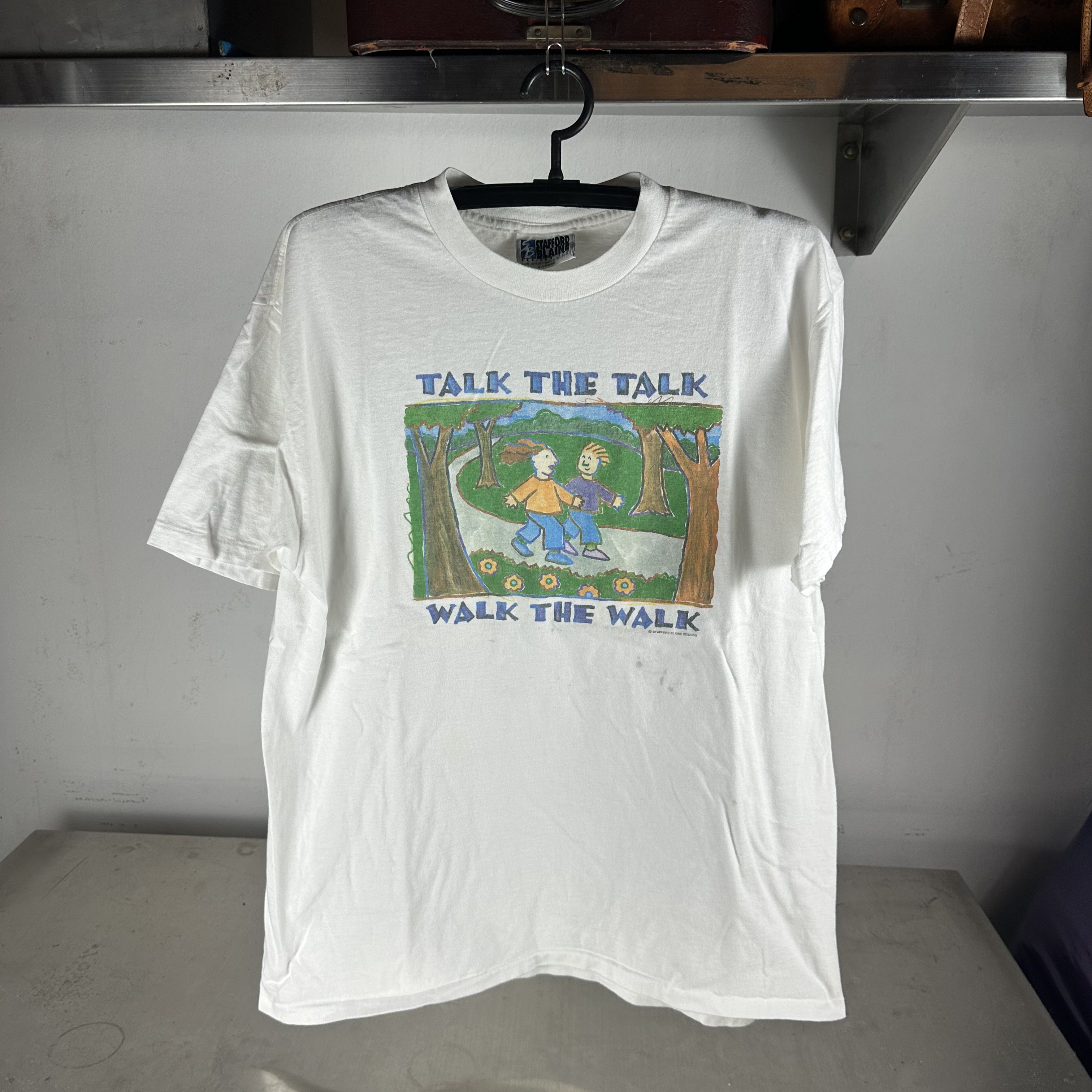 Vintage 90s Talk The Talk Walk The Walk Art Single Stitch T-shirt Size US XL / EU 56 / 4 - 1 Thumbnail