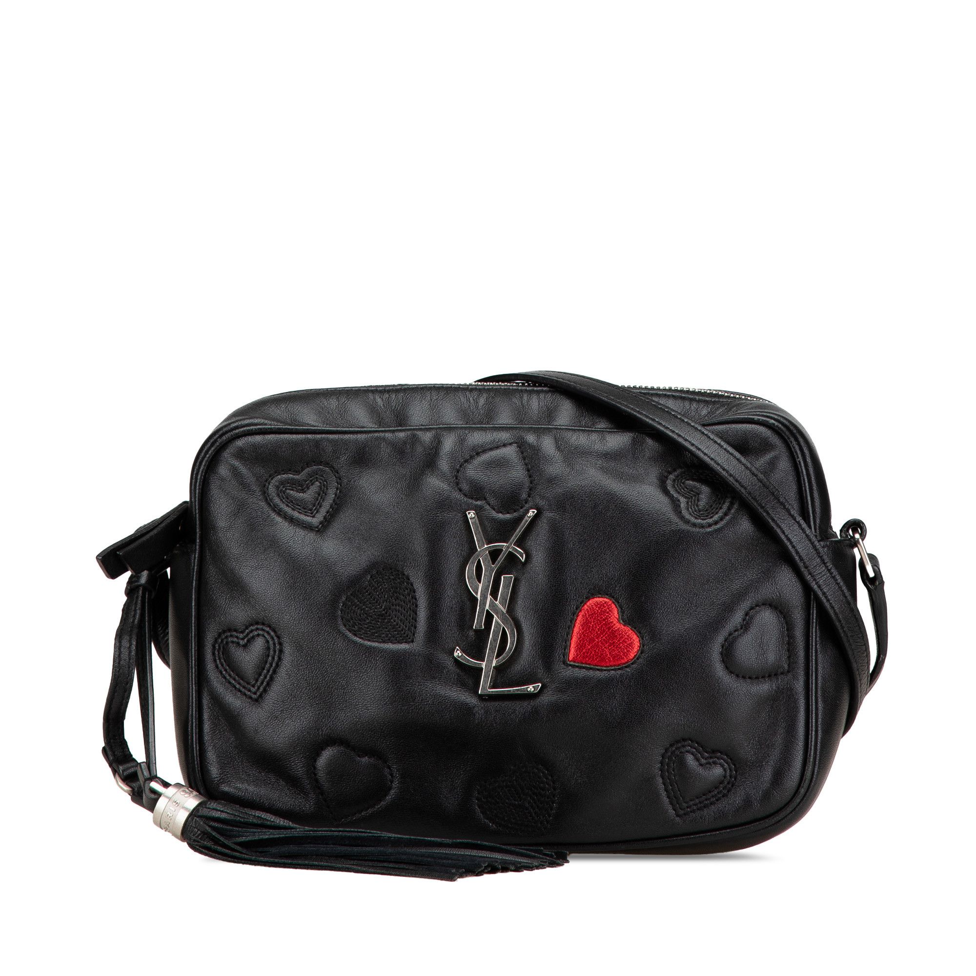 YVES Saint Laurent Leather Heart Lou Camera Bag in Black, Women's