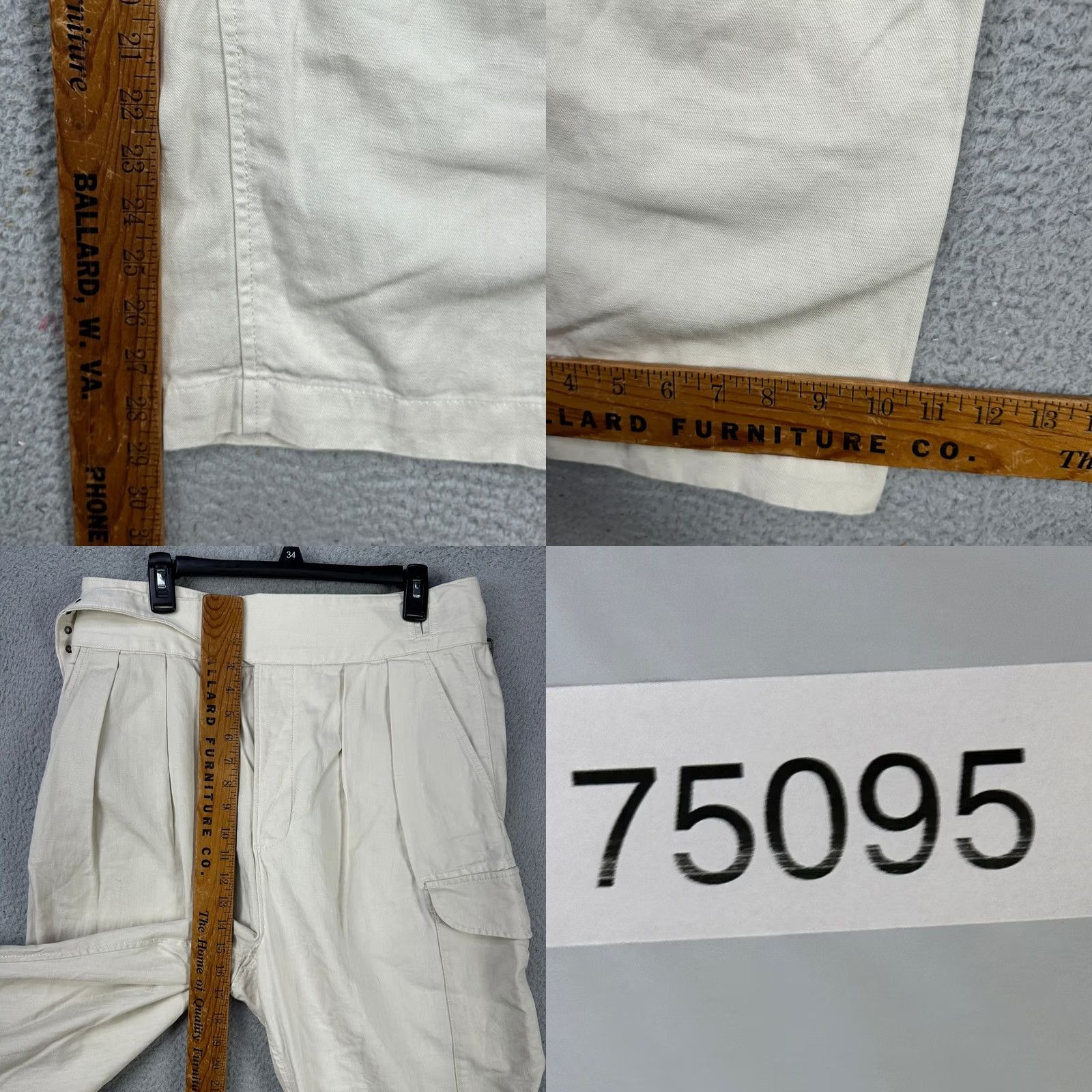 Banana Republic VINTAGE? No. Banana Republic Womens Baggy Cargo Pants 12 Petite Cream Belted Linen Blend NEW Size 34" / US 12 / IT 48 - 8 Thumbnail