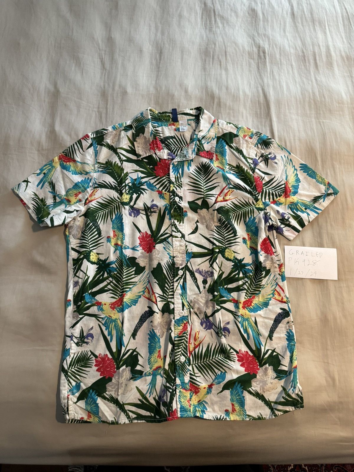 Divided Divided Patterened Button Up Shirt Size Medium- White Size US M / EU 48-50 / 2 - 1 Thumbnail