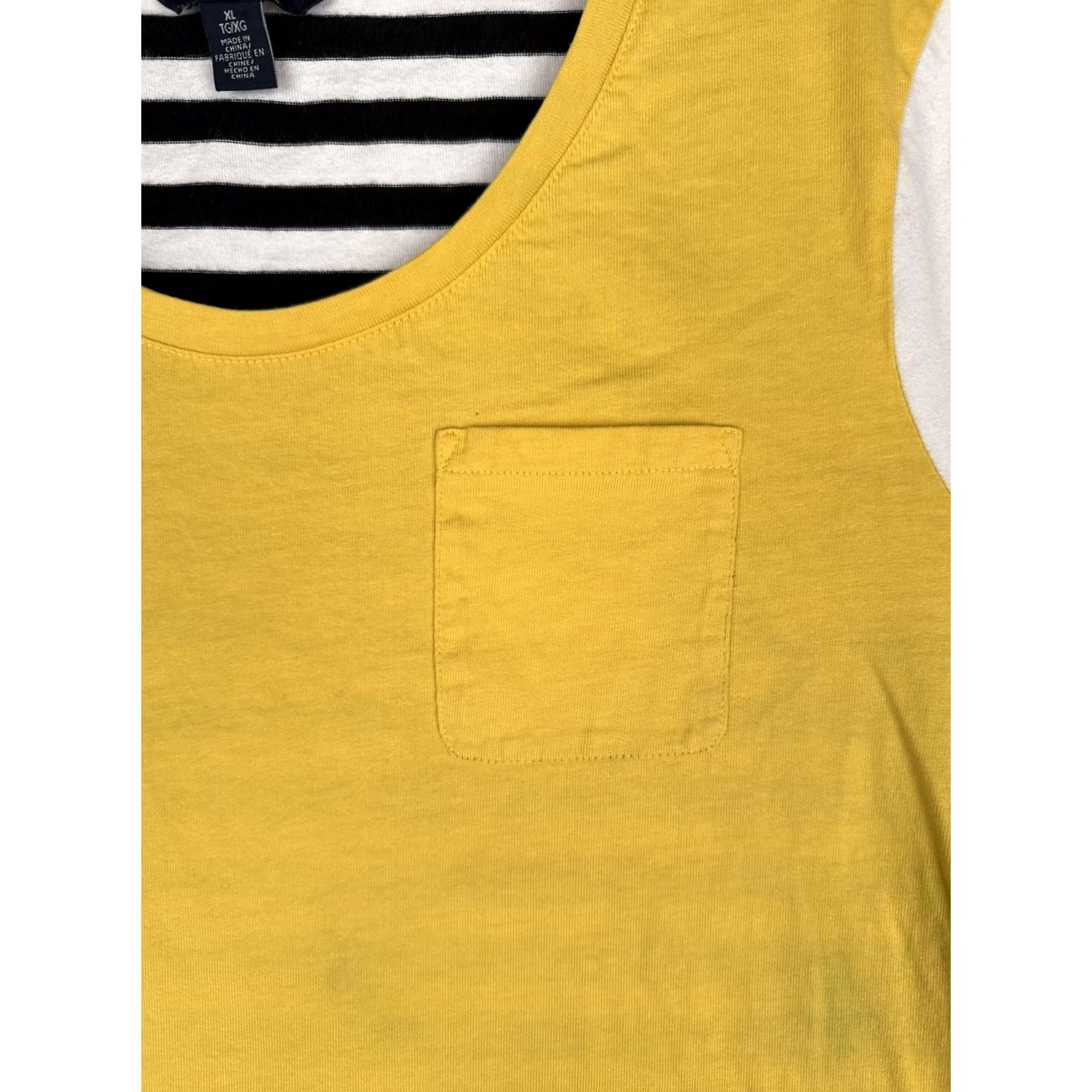 Tommy Hilfiger Tommy Hilfiger Shirt Womens XL Yellow Crew Neck Long Sleeve Pocket Striped Tee Size XL / US 12-14 / IT 48-50 - 6 Thumbnail