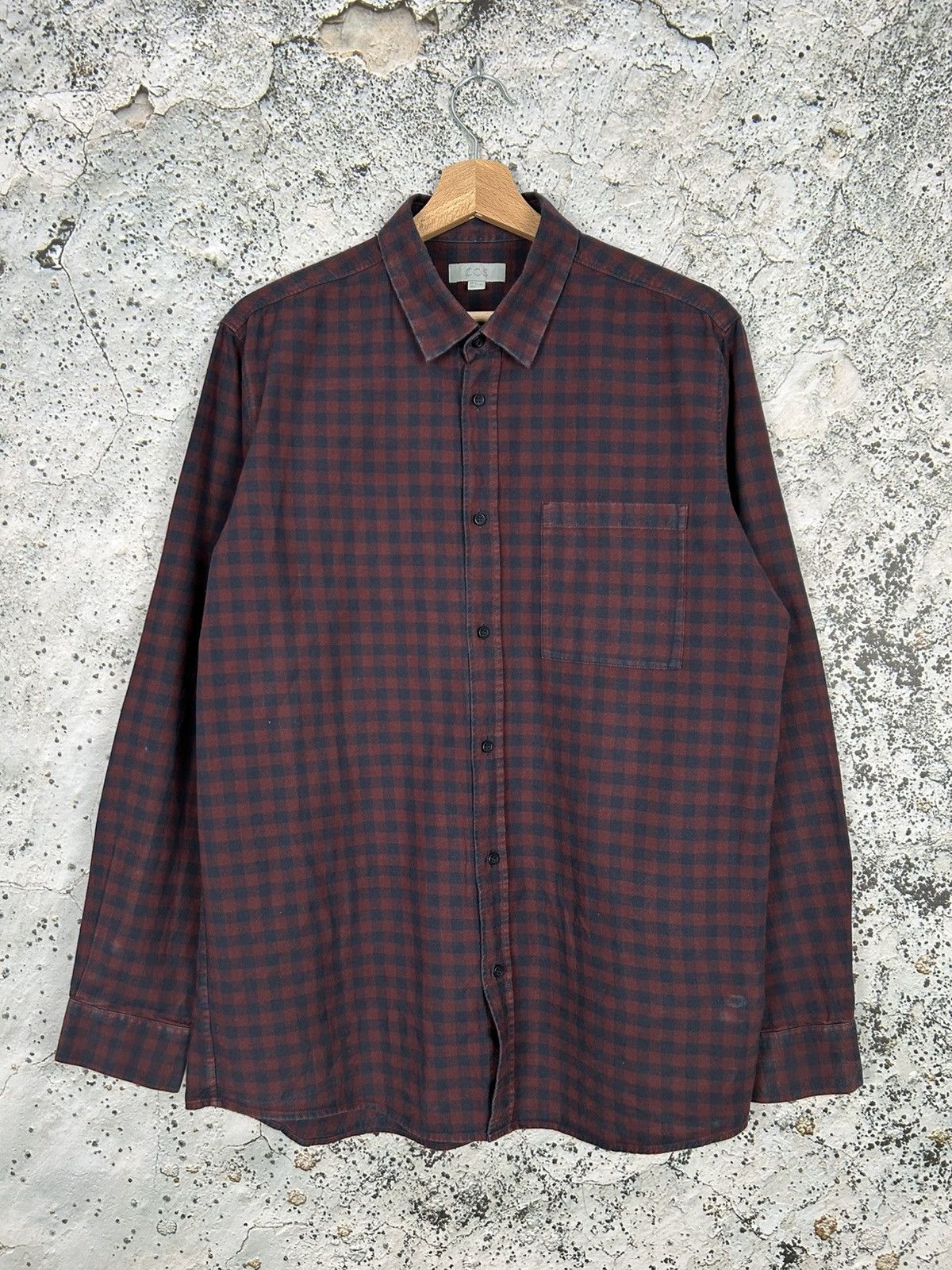 Cos COS Tartan Burgundy Checkered Shirt Designer Minimalist Size US M / EU 48-50 / 2 - 1 Thumbnail