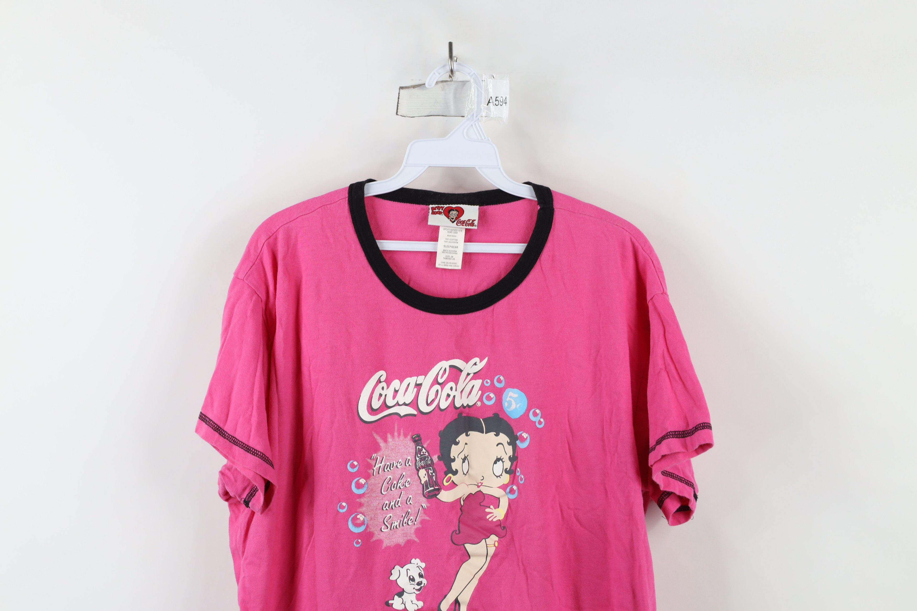 Vintage Vintage Y2K Betty Boop x Coca Cola Night Gown Sleep T-Shirt Size XXL / US 16-18 / IT 52-54 - 2 Thumbnail
