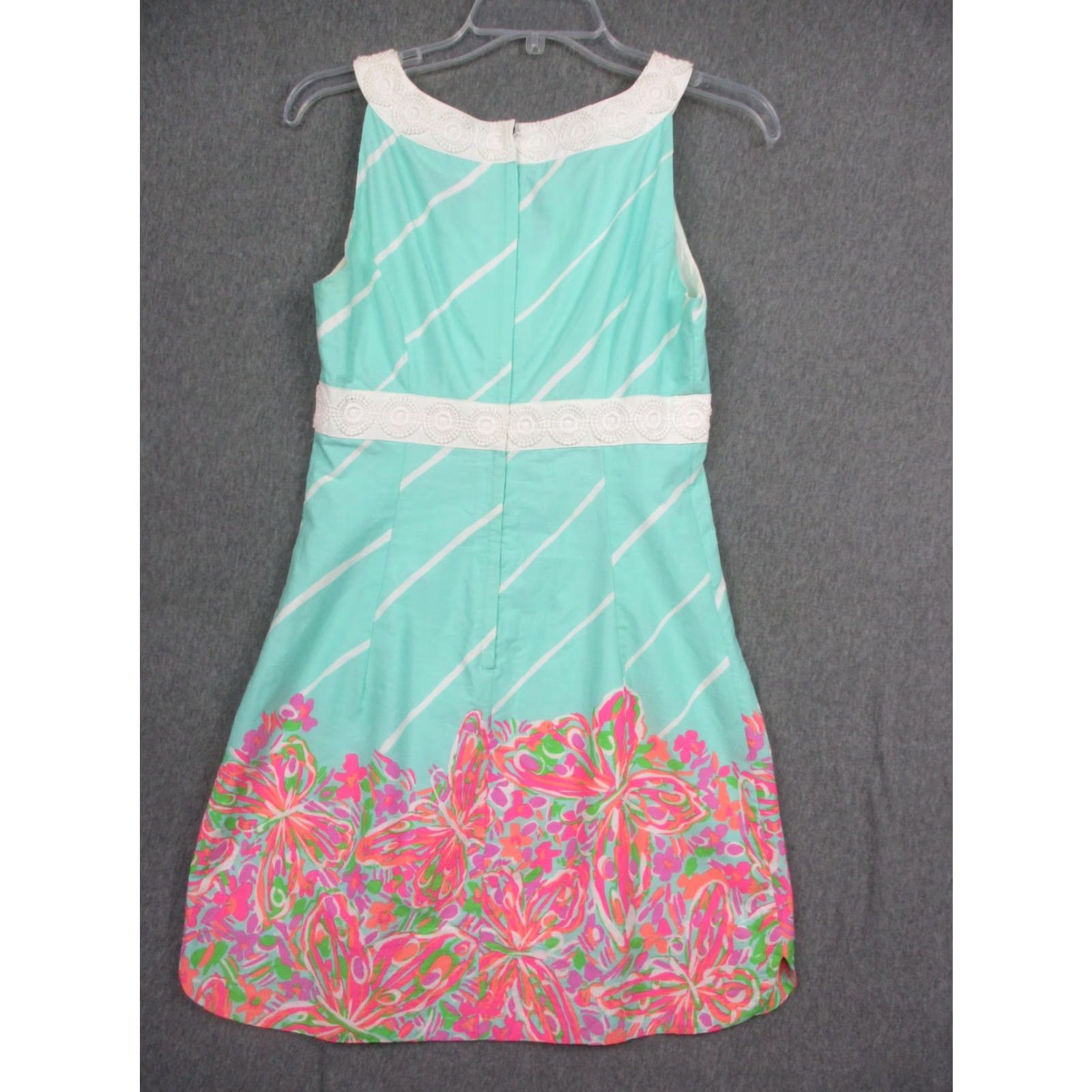 Lilly Pulitzer Lilly Pulitzer Dress Womens 2 Sailor Aqua White Pink Butterfly Print Sleeveless Summer Dress Size XS / US 0-2 / IT 36-38 - 6 Thumbnail