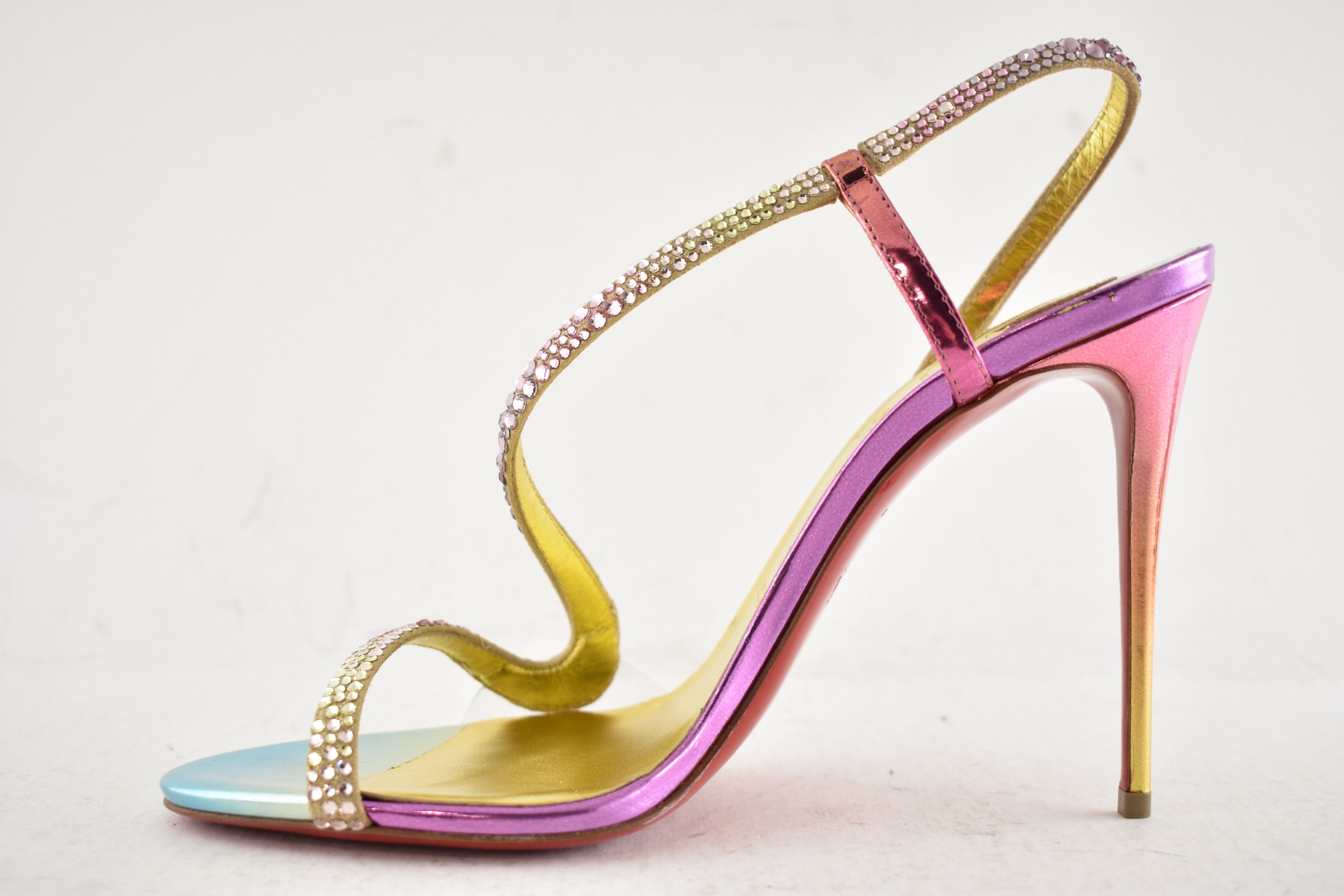 Christian Louboutin Rosalie Strass Boreal 100 Ankle Strap Sandal Heel Pump 39 Size US 9 / IT 39 - 12 Thumbnail