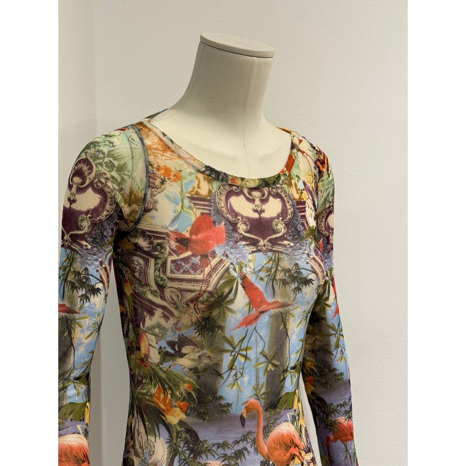 Jean Paul Gaultier S/S1999 Jean Paul Gaultier flamingo tropical dress Size XL / US 12-14 / IT 48-50 - 5 Thumbnail