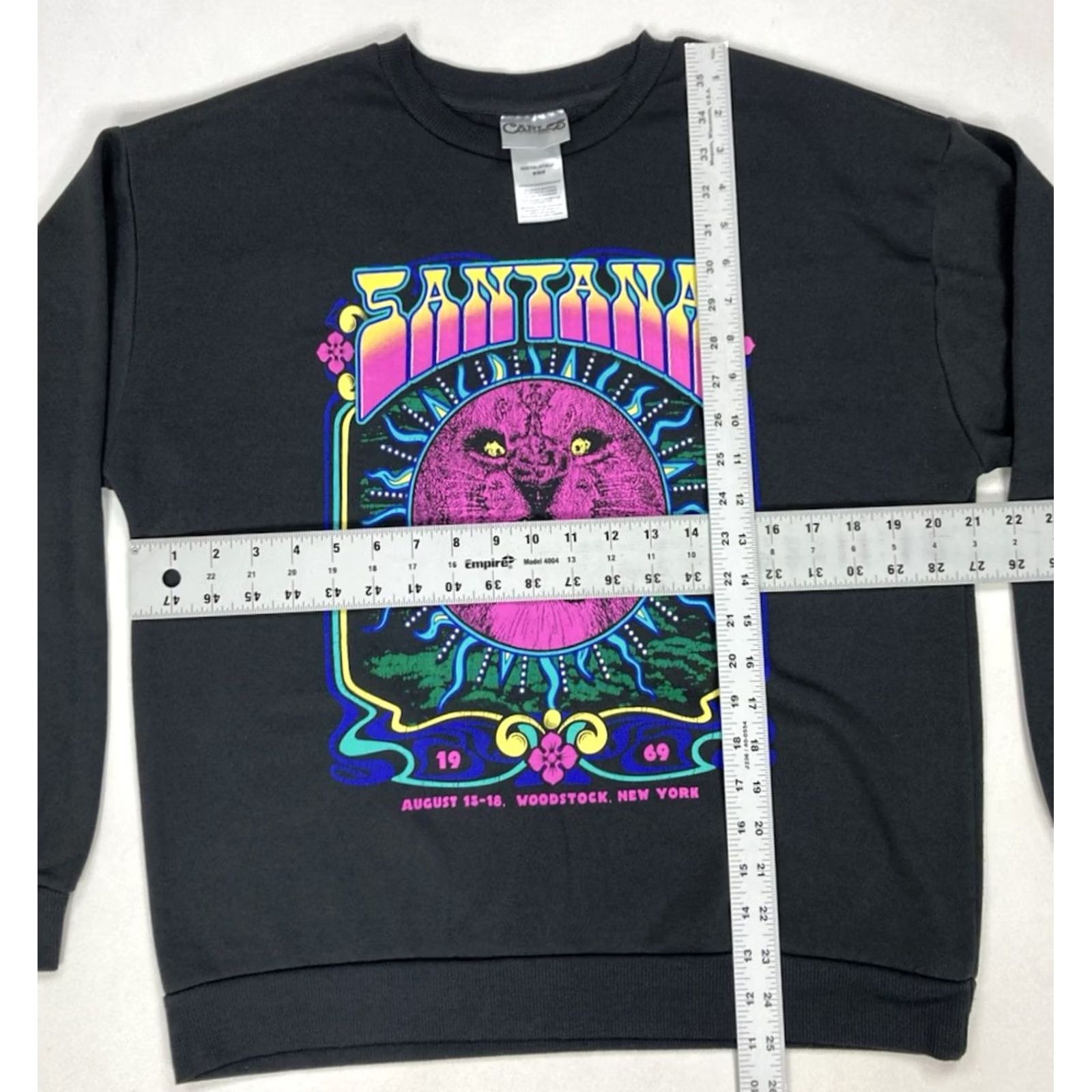 Carlos Santos VINTAGE Carlos Santana Woodstock 1969 Crewneck Sweatshirt Women Medium Black Music Shirt Size M / US 6-8 / IT 42-44 - 6 Thumbnail