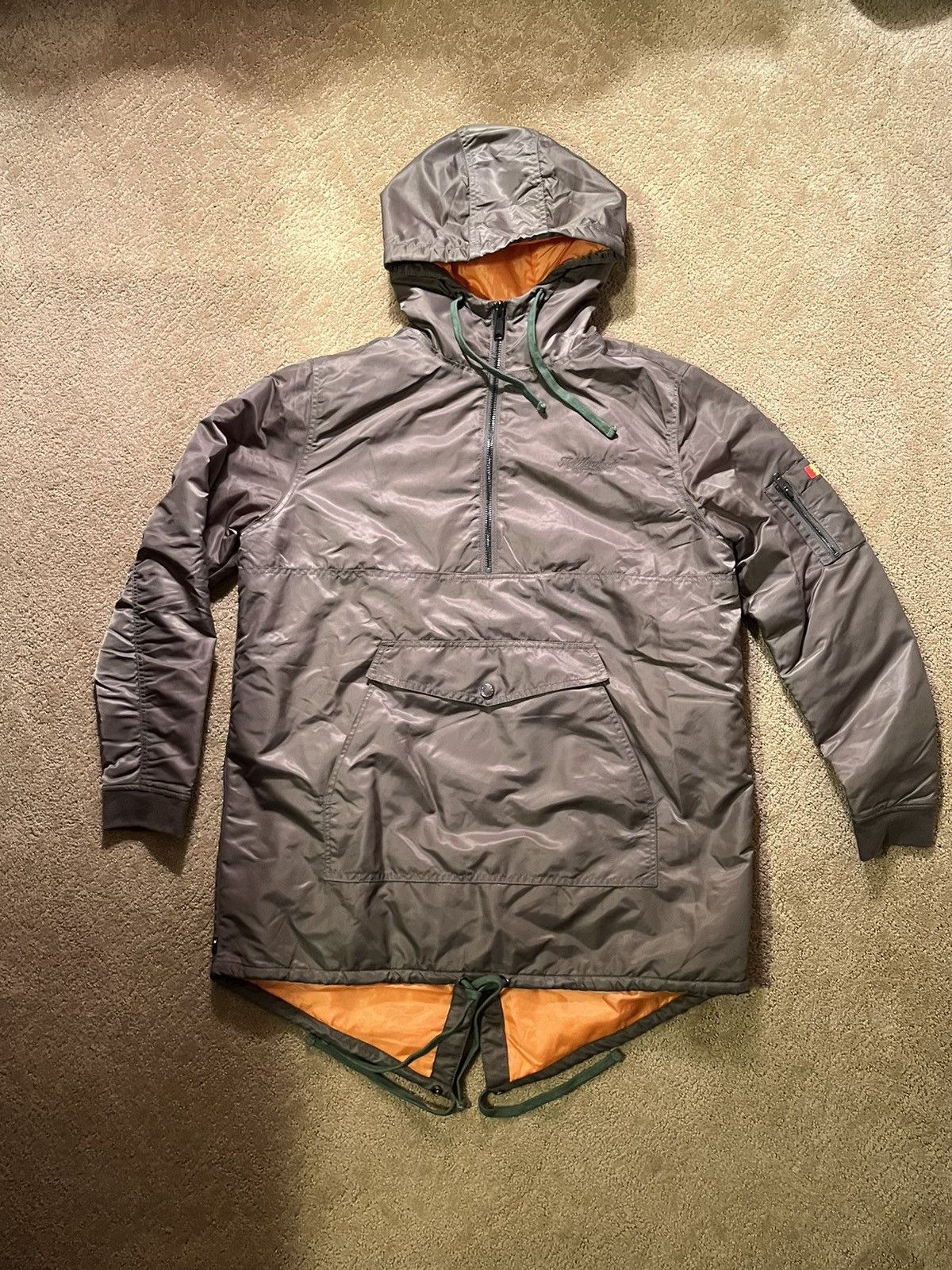 image of The Hundreds Fishtail Parka in Olive Green Orange, Men's (Size Large)
