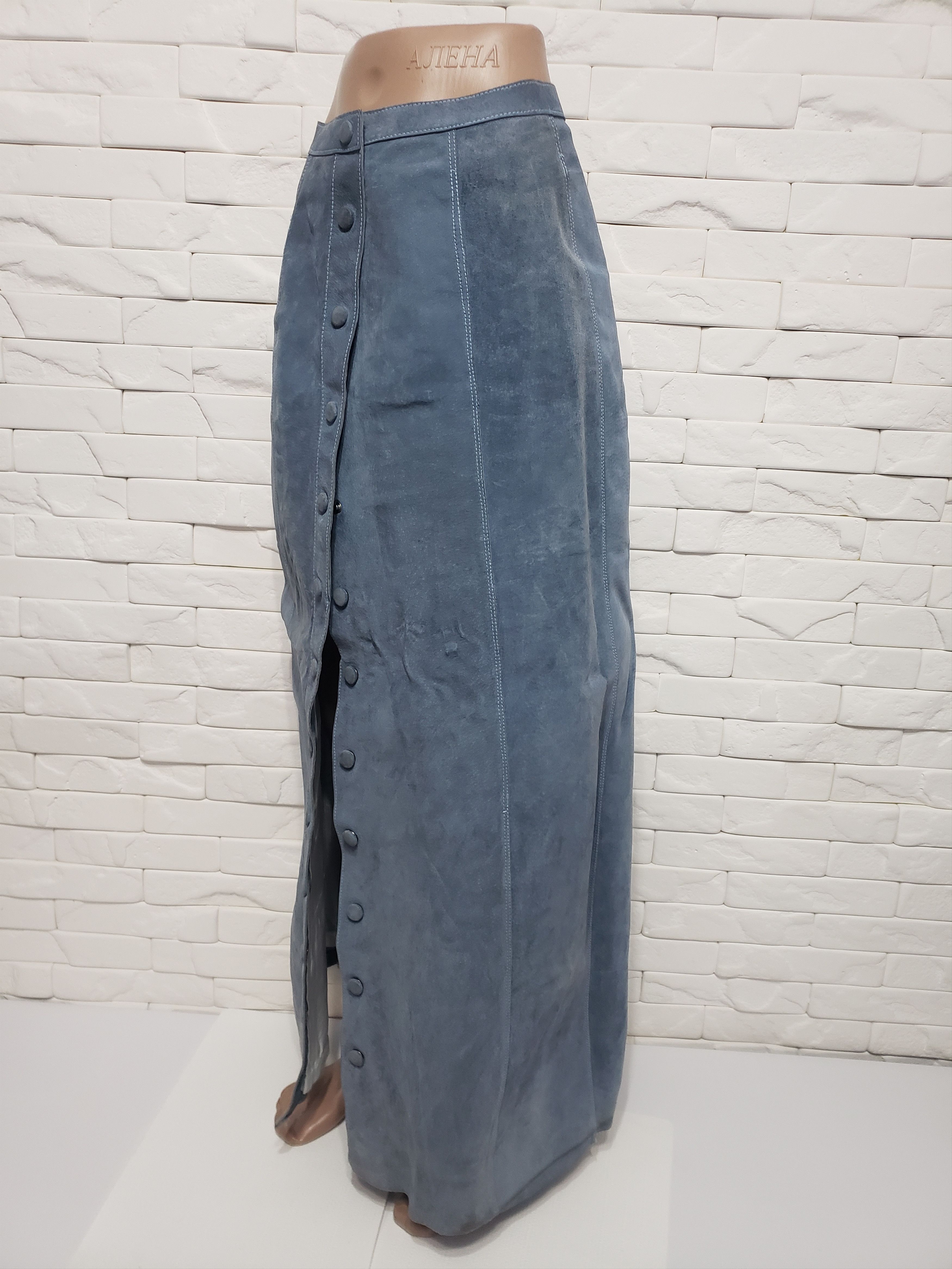 Genuine Leather Cute blue leather skirt. Size 25" / US 0 / IT 36 - 2 Thumbnail