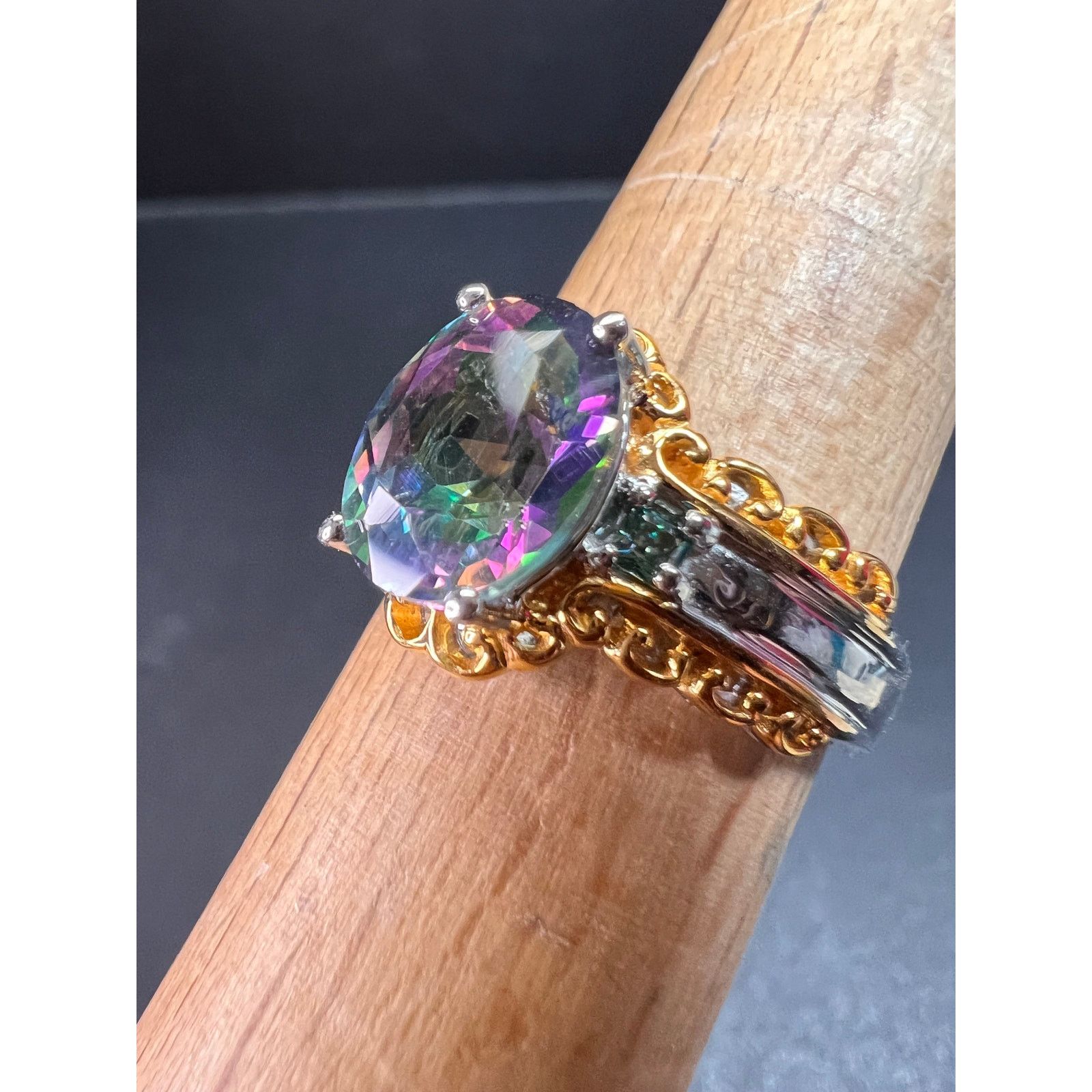 Other NEW green mystic topaz two toned sterling silver ring size 8 Size ONE SIZE - 20 Thumbnail