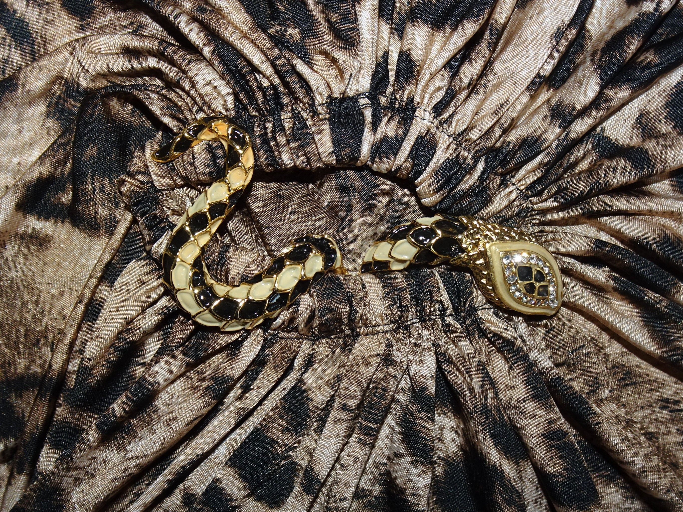 Roberto Cavalli Roberto Cavalli Leopard Print Snake Brooch Dress Size S / US 4 / IT 40 - 6 Thumbnail