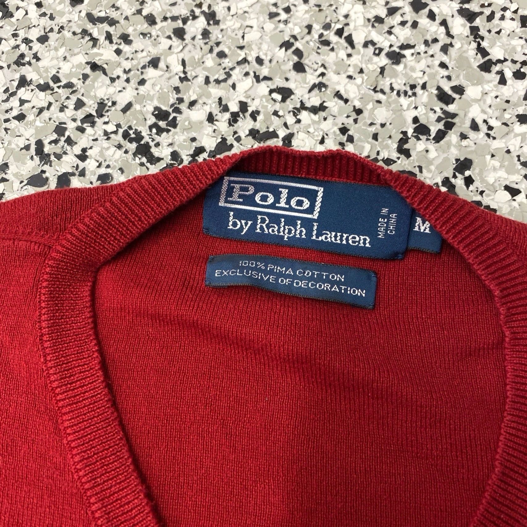 Polo Ralph Lauren VINTAGE Polo Ralph Lauren Sweater Logo Red V-Neck M Cotton Classic 90s Old Money Mens Size US M / EU 48-50 / 2 - 4 Thumbnail
