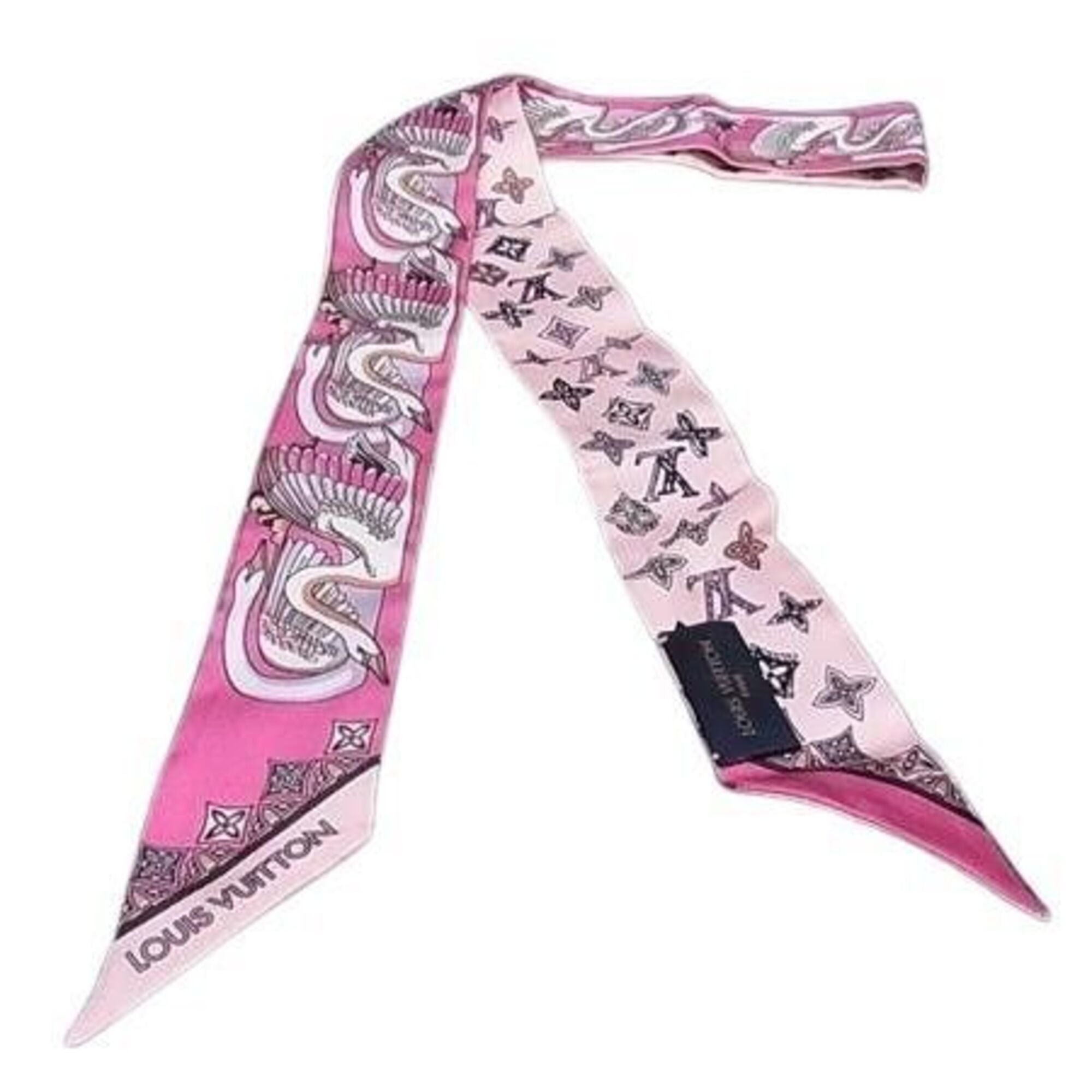 Louis Vuitton Louis Vuitton Ribbon Scarf/Muffler Bandeau BB Innocence Swan M71494 Multicolor Silk Women's Size ONE SIZE - 1 Thumbnail
