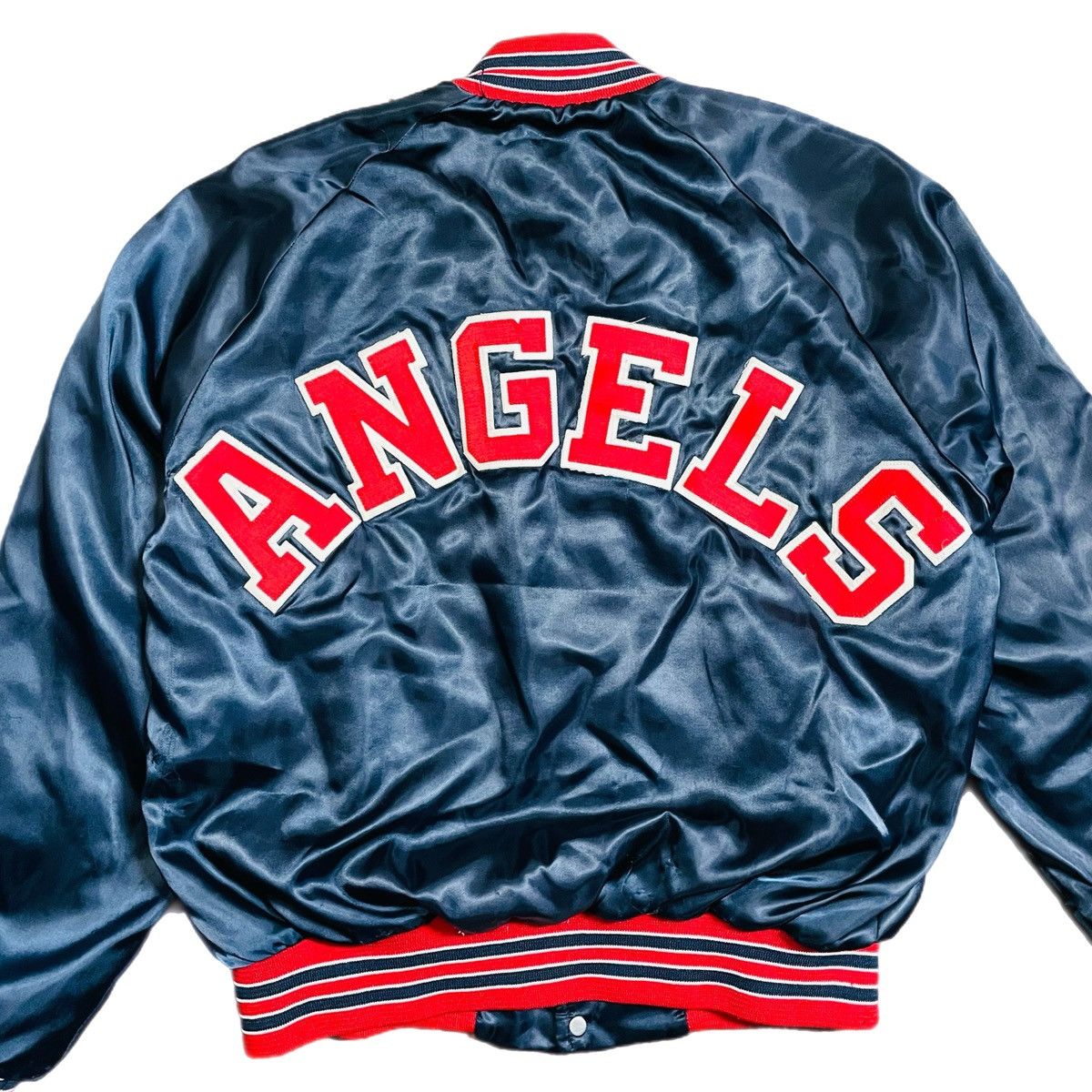 80s California Anaheim Angels Varsity Satin Blue Jacket