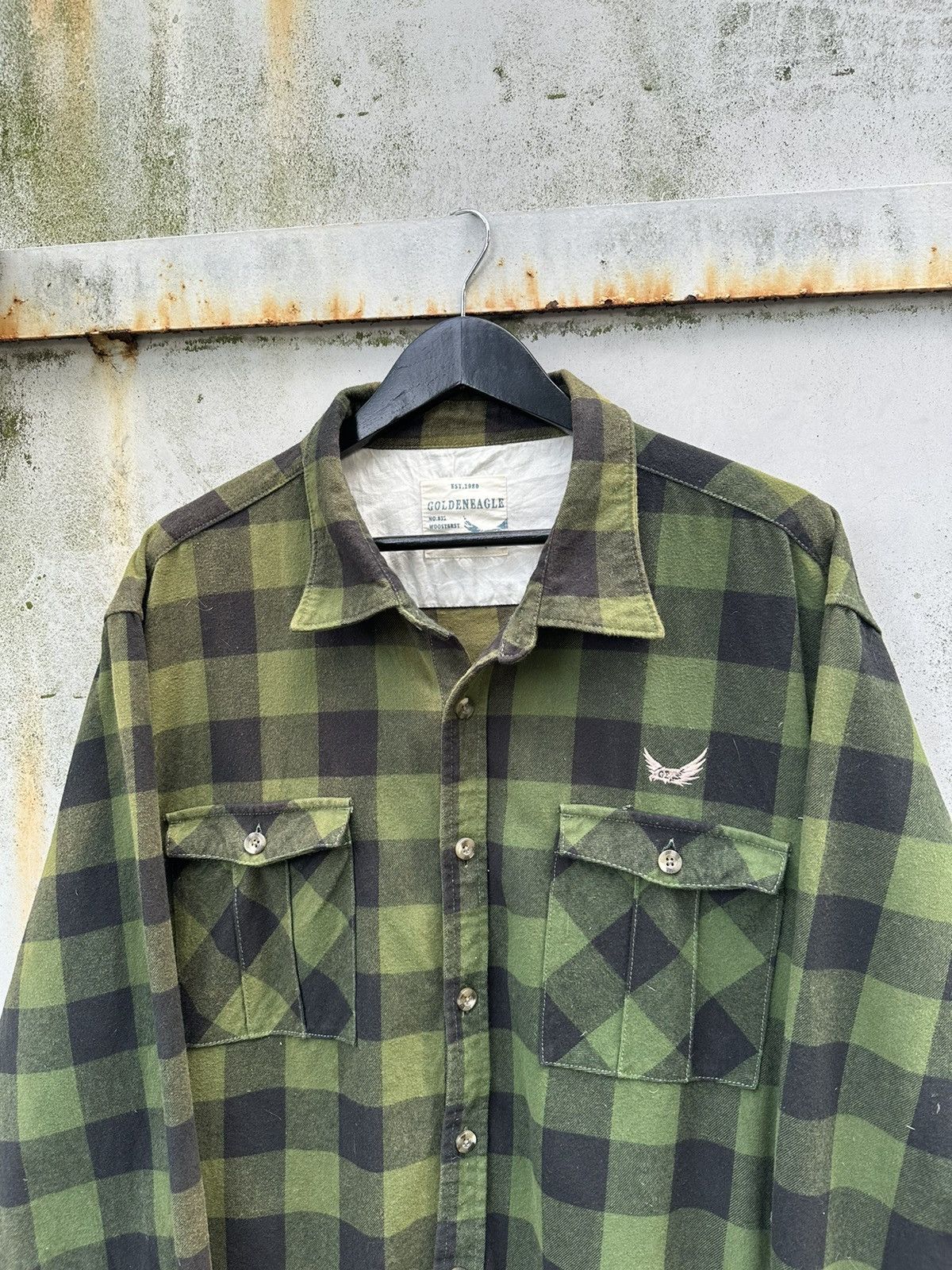 Vintage Faded Golden Eagle Oversized Long Sleeves Flannels