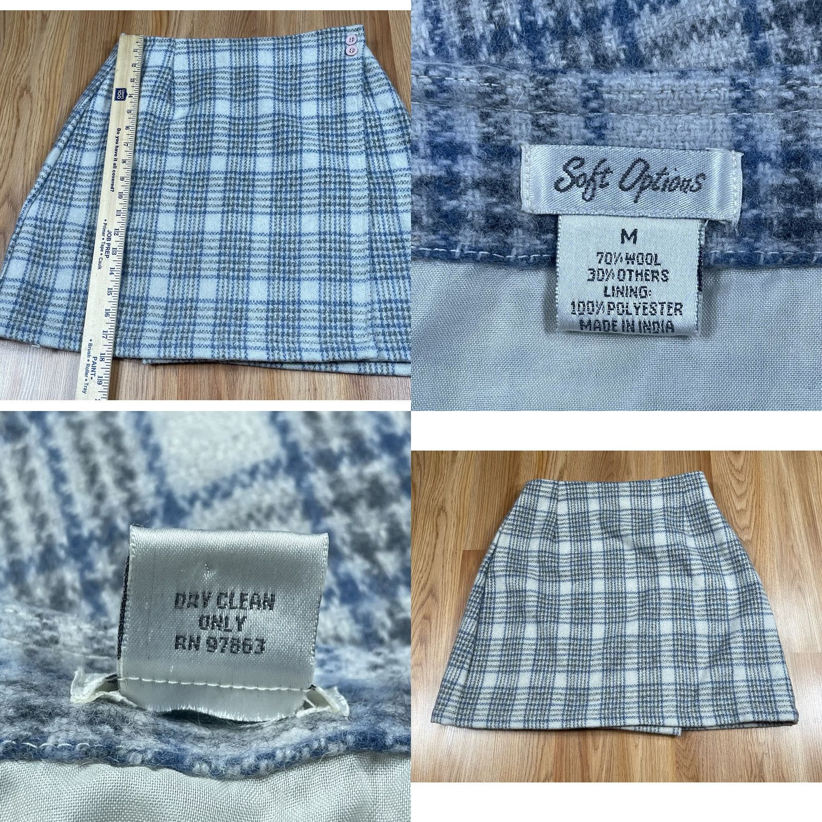 Vintage VINTAGE Soft Options Skirt Womens M Medium Wool Blend Plaid Pencil Above Knee Length Size 32" / US 10 / IT 46 - 8 Thumbnail