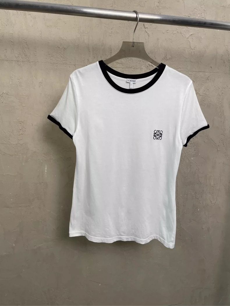 Loewe LOEWE White embroidered small Logo black edged short sleev Size S / US 4 / IT 40 - 1 Thumbnail