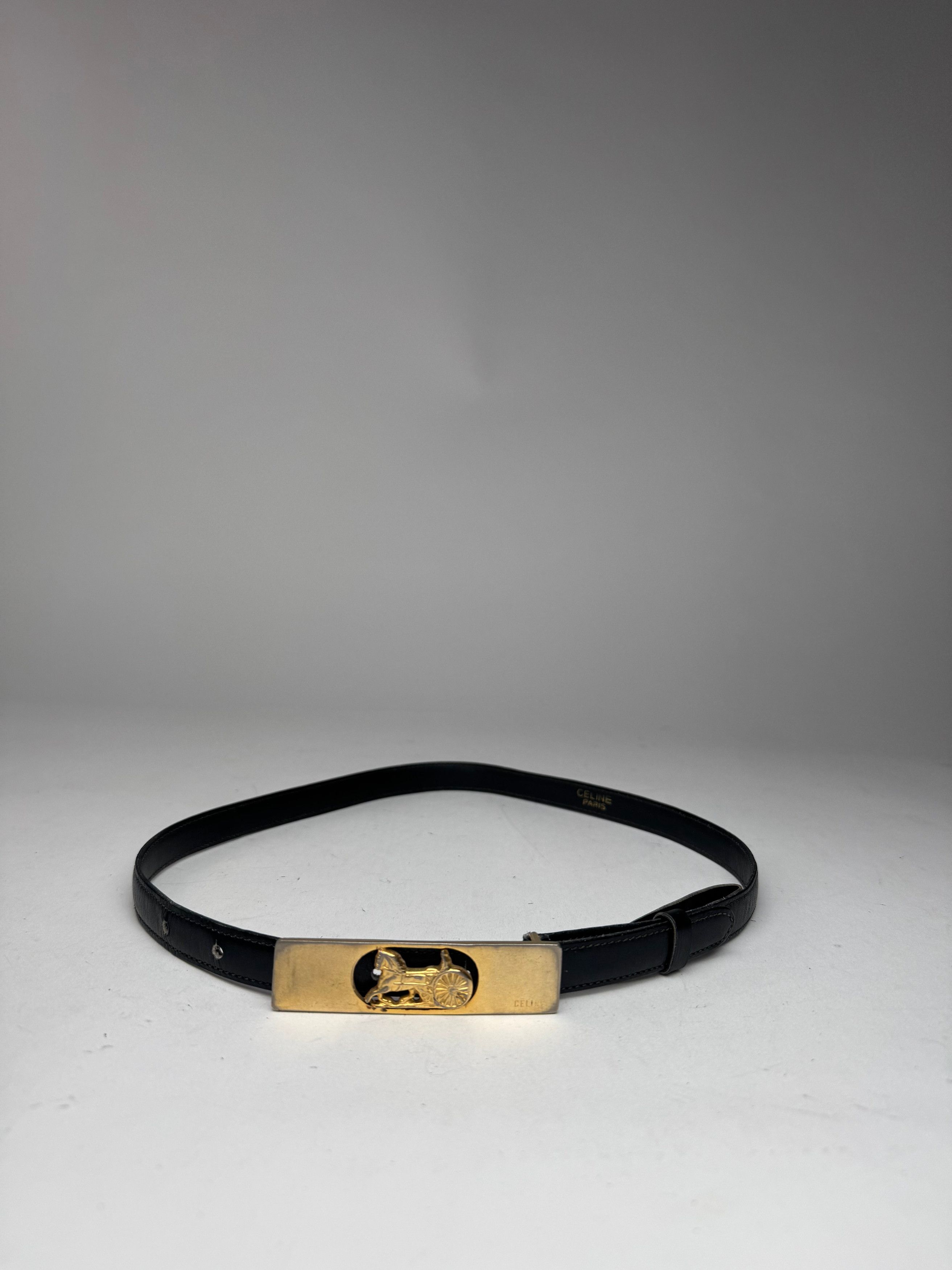 Celine Vintage Paris Leather Belt Black Size ONE SIZE - 1 Thumbnail