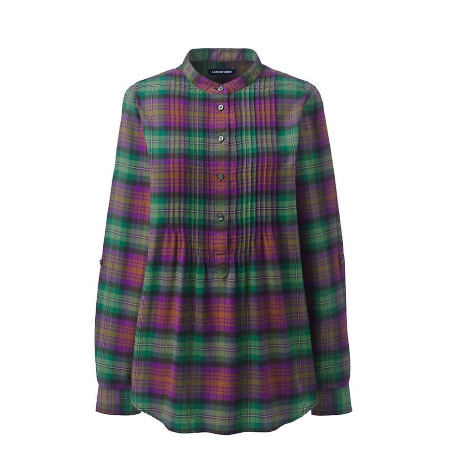 Lands' End Lands End Pullover Pleated Bib Plaid Tunic Top, 8 Size M / US 6-8 / IT 42-44 - 1 Thumbnail