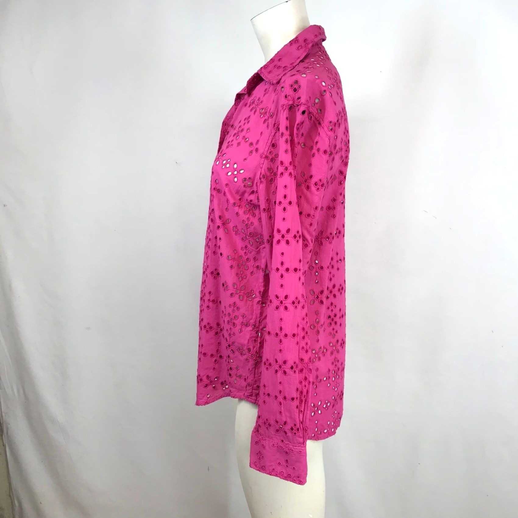 Ralph Lauren Lauren Ralph Lauren Cotton Button Down Shirt M Magenta Pink Eyelet Embroidery Size M / US 6-8 / IT 42-44 - 6 Thumbnail