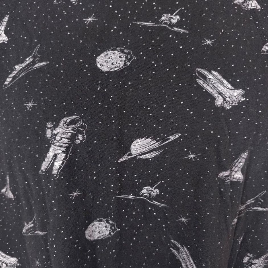 Vintage WXYZ Astronaut T Shirt Mens Large Black Solar System Space Shuttle All Over Print Size US L / EU 52-54 / 3 - 4 Thumbnail