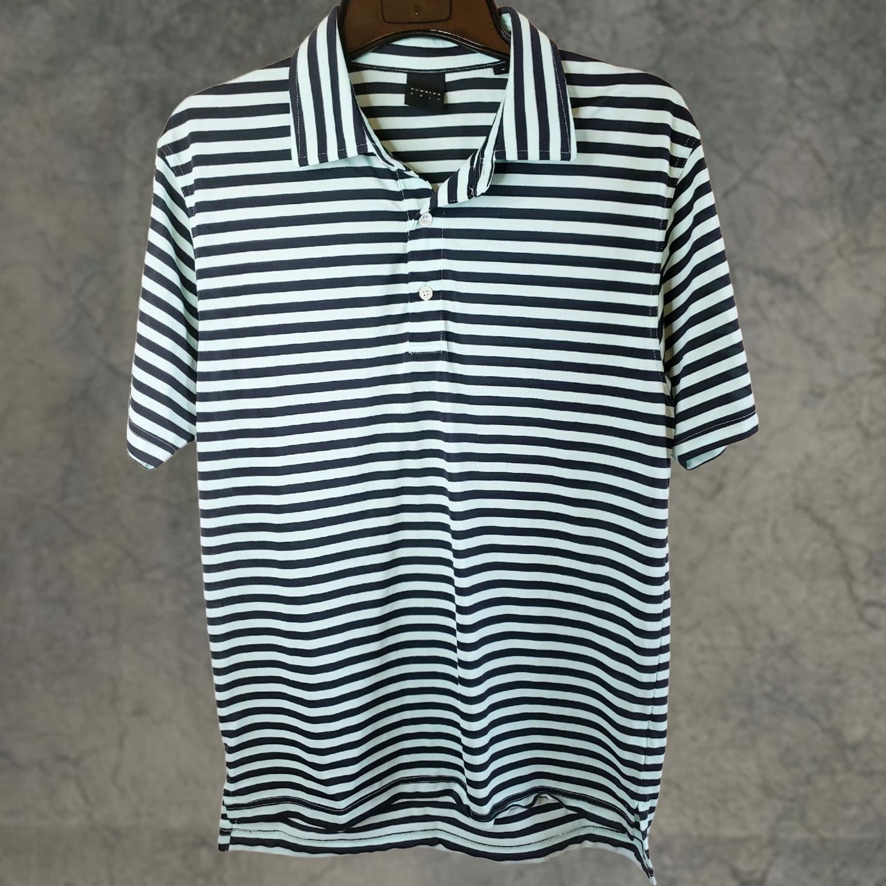Vintage Dunning Polo Shirt Striped Short Sleeve Dry-Fit Stretch Mens M Mint Black Golf Size US M / EU 48-50 / 2 - 1 Thumbnail