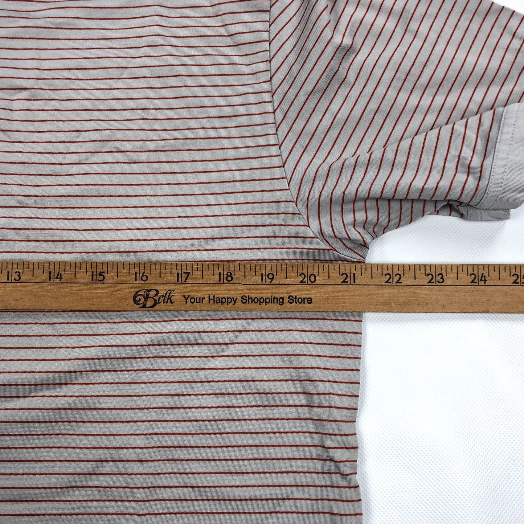 TravisMathew Travis Mathew Polo Shirt Striped Short Sleeve Button-Down Men L Gray Red, Golf, Casual, Knit, Embroidered Logo Size US L / EU 52-54 / 3 - 7 Thumbnail