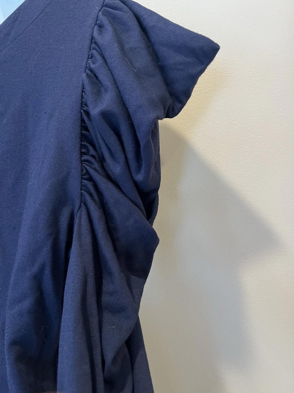 French Connection French Connection Navy SemiFlared Dress Ruched Sleeves Small Size S / US 4 / IT 40 - 5 Thumbnail