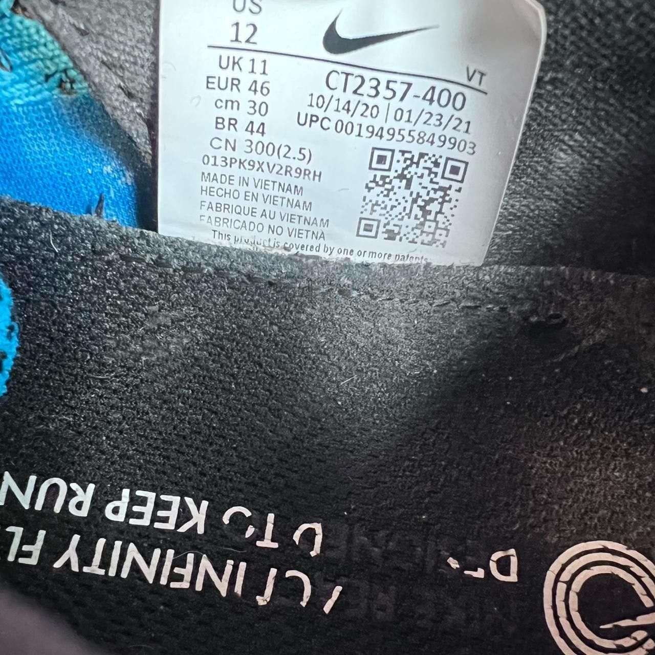 Nike Mens Size 12 Nike React Infinity Runk FK 2 Blue Orbit Black Size US 12 / EU 45 - 7 Thumbnail
