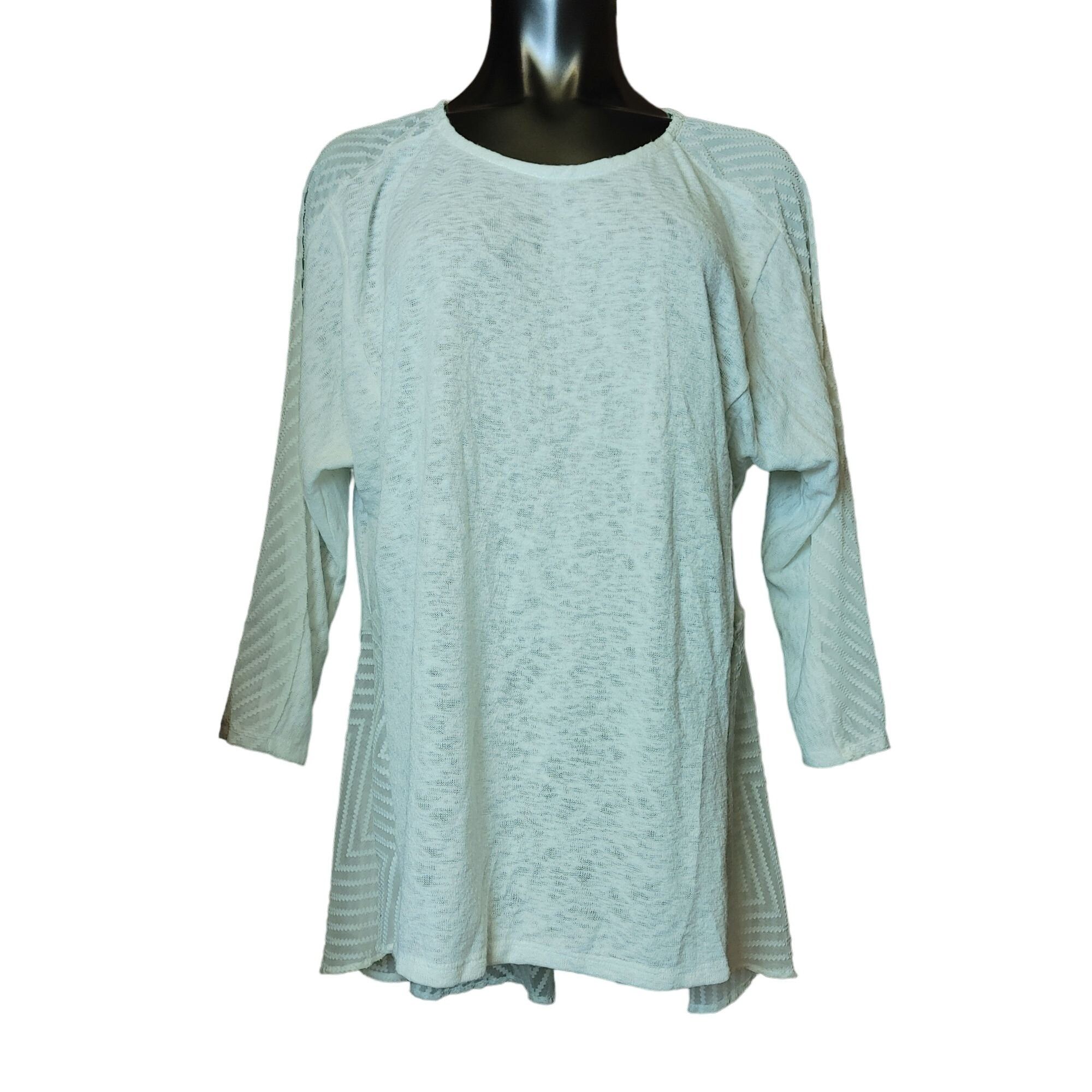 Alfani ALFANI Womens L Cream Long Sleeve Semi Sheer Panel Tunic Blo Size L / US 10 / IT 46 - 1 Thumbnail