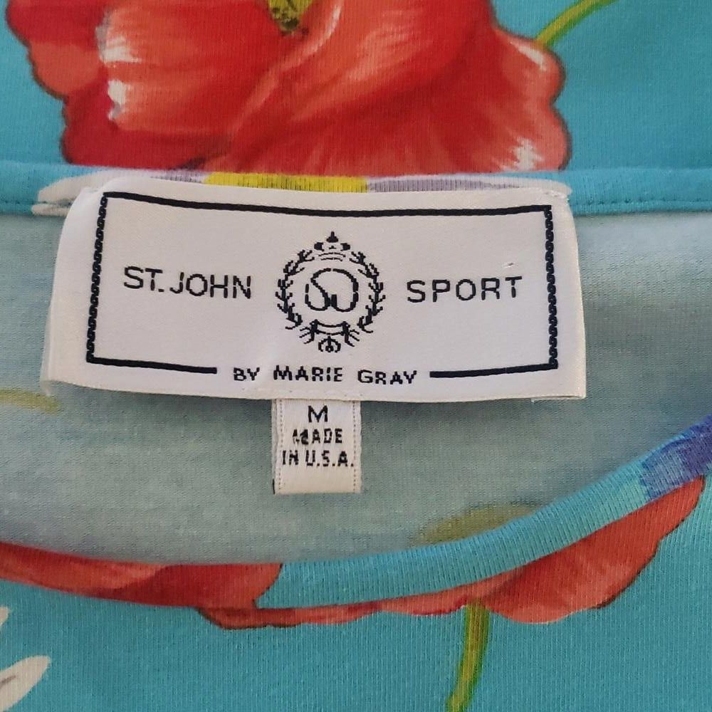 Designer CT901 ST. John Sport Aqua Floral Ladies T-shirt M Size M / US 6-8 / IT 42-44 - 3 Thumbnail