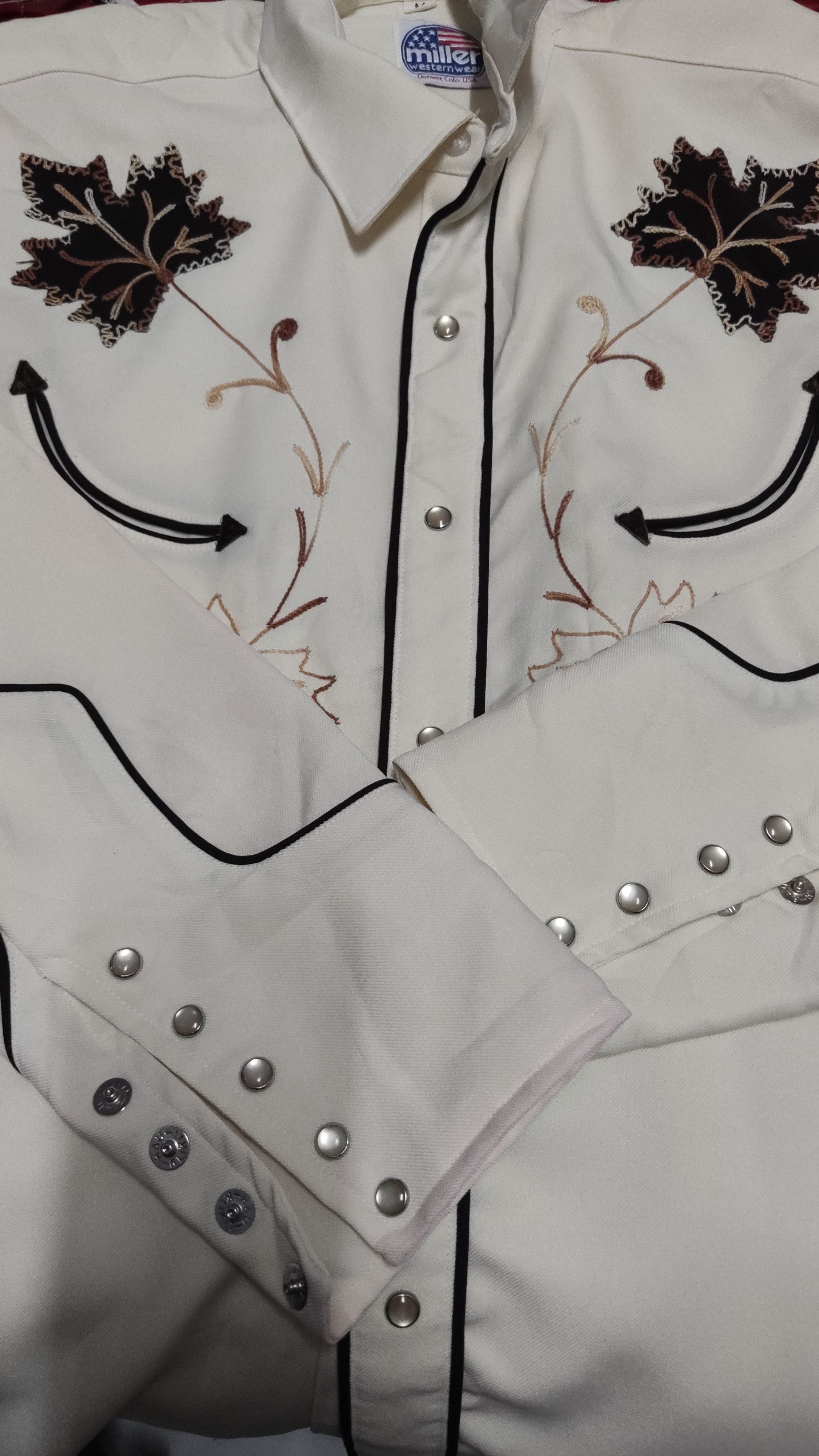 Cowboy Equipment × Vintage Vintage 1970s Miller Western Wear Chain Stitch Pearl Snap Size US M / EU 48-50 / 2 - 4 Thumbnail
