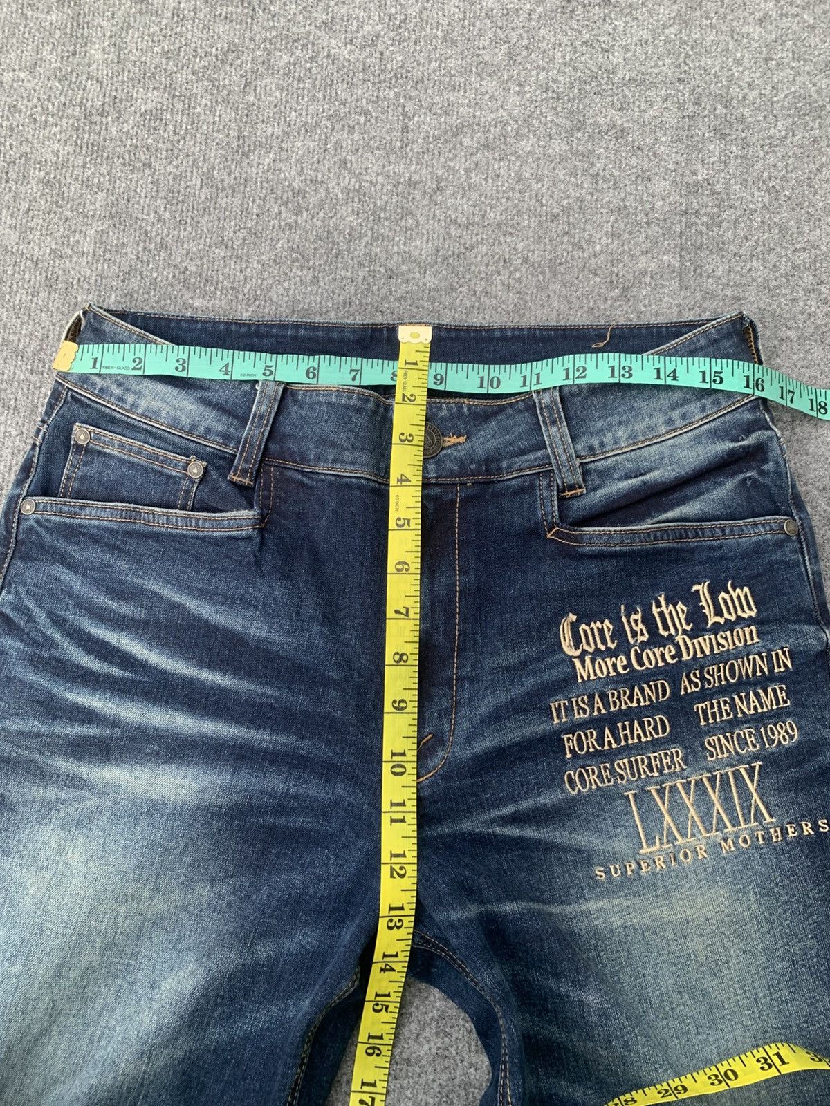 Japanese Brand MCD More Core Division Embroidered Dragon Denim Jeans. Size US 32 / EU 48 - 6 Thumbnail
