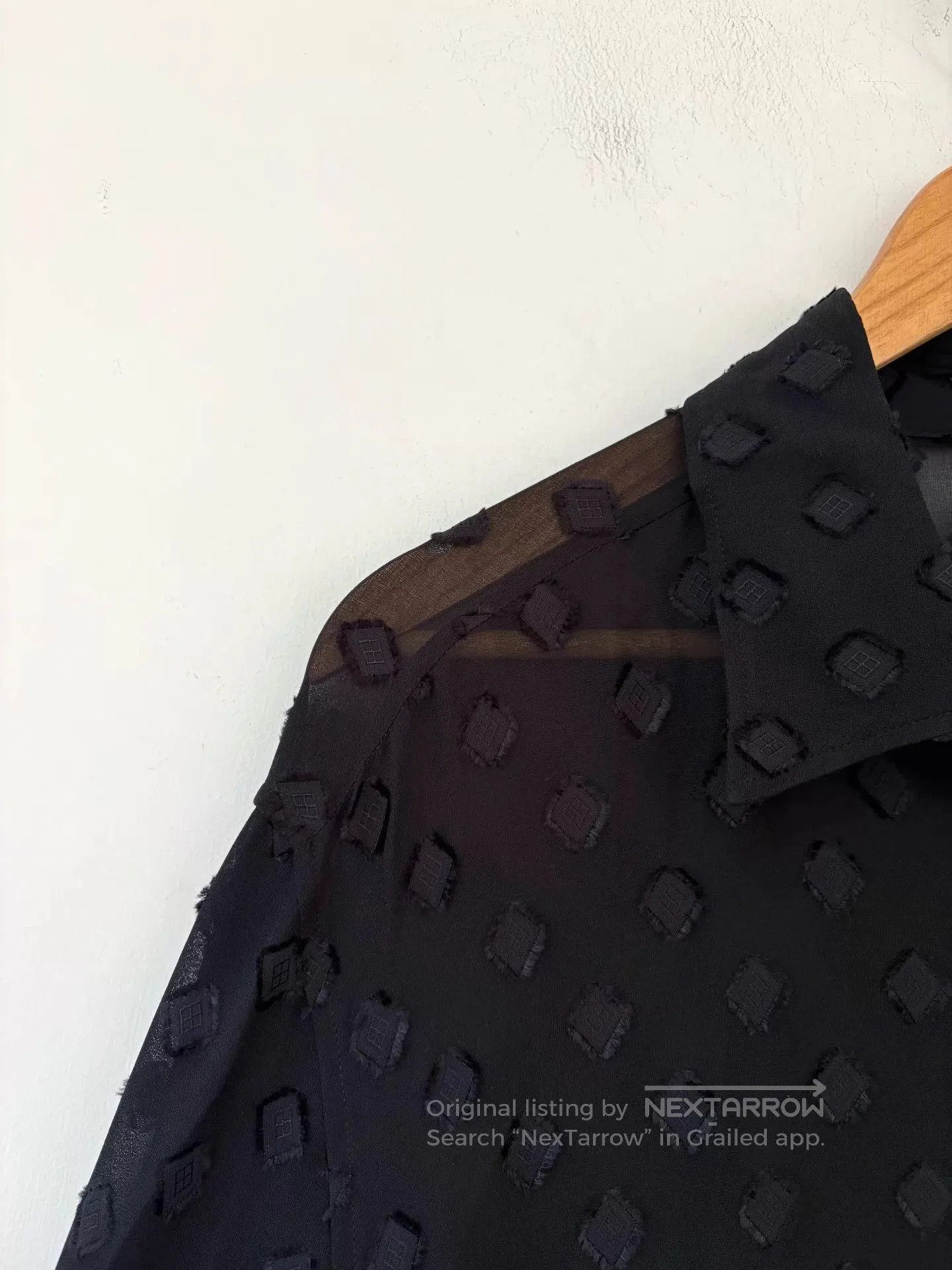 Ann Demeulemeester Black Patterned Long Sleeve Button. Size US M / EU 48-50 / 2 - 7 Thumbnail