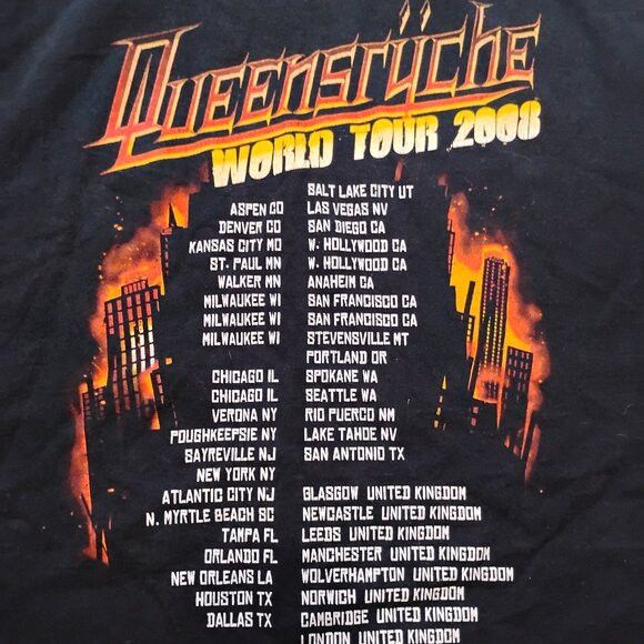 Band Tees Queensryche 2008 World Tour T-Shirt Size US XXL / EU 58 / 5 - 8 Thumbnail