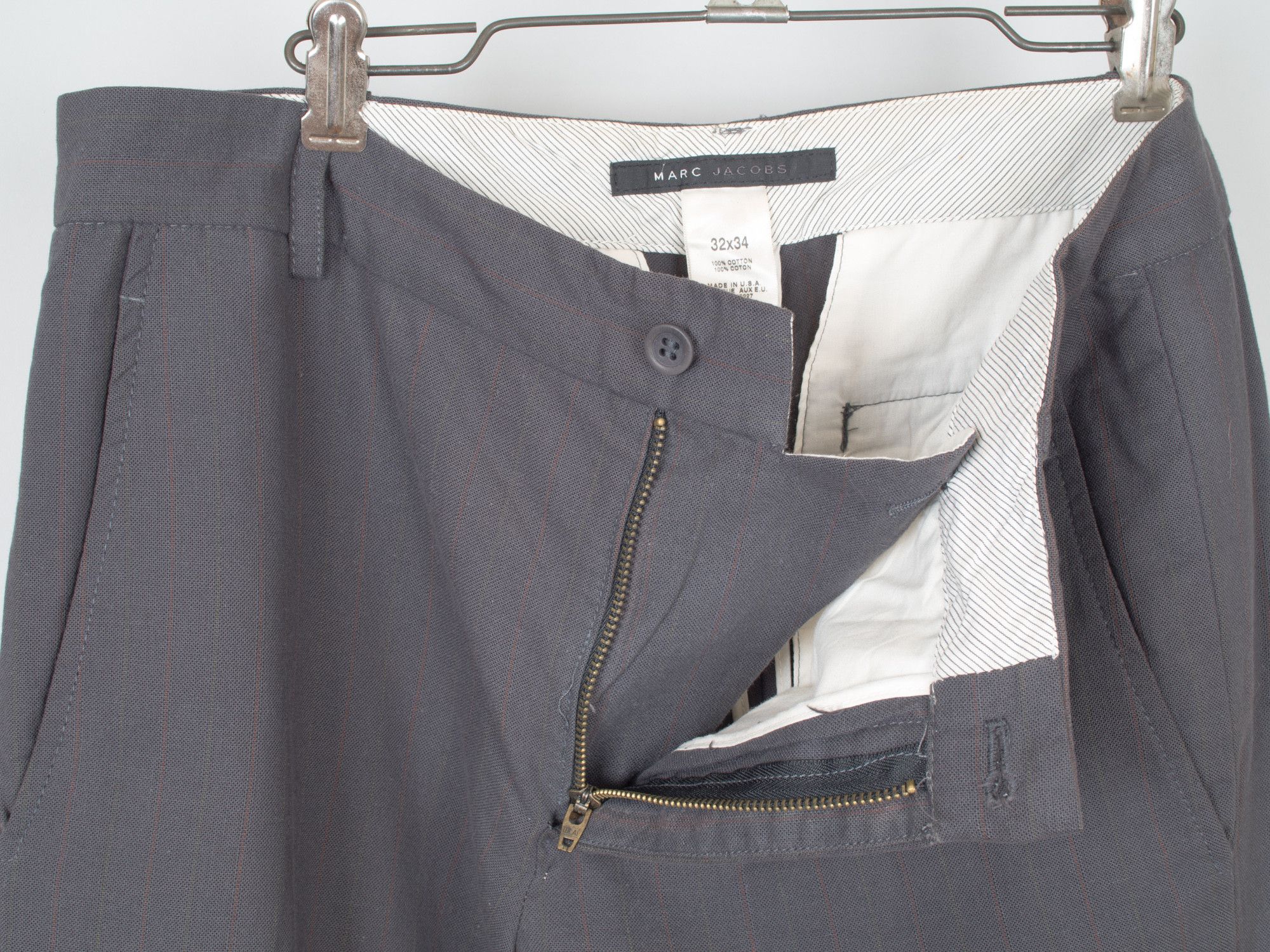 Marc Jacobs Mainline Relax Fit Shadow Stripe Slacks Trousers Size US 32 / EU 48 - 5 Thumbnail