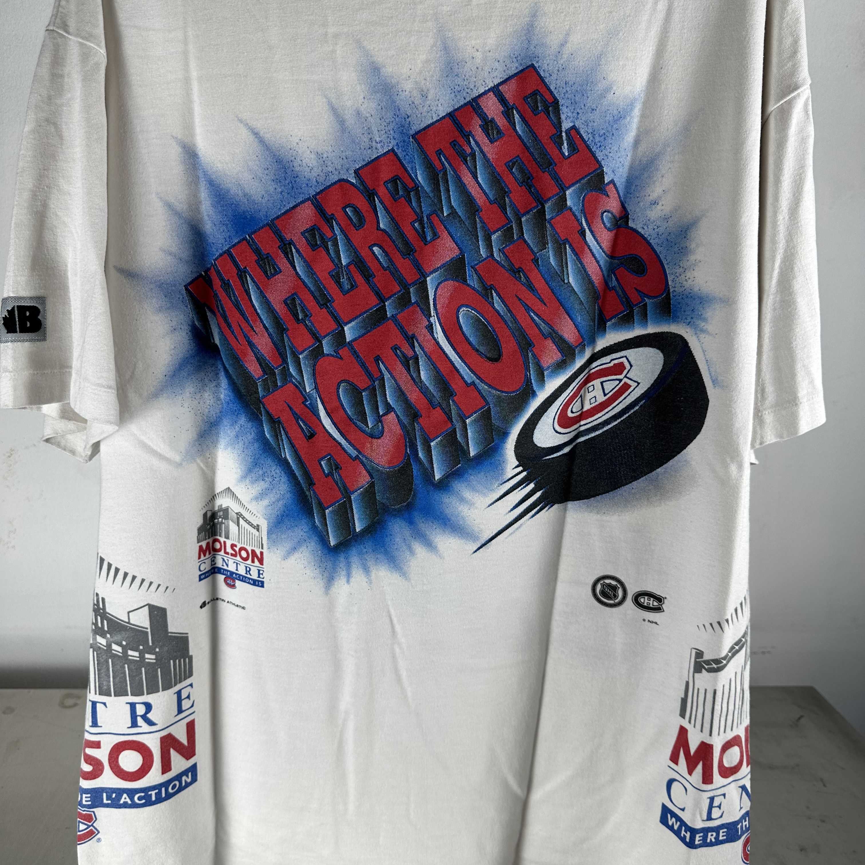 Vintage ​​90s Montreal Canadiens Bulletin Athletic NHL AOP T-shirt Size US XL / EU 56 / 4 - 4 Thumbnail