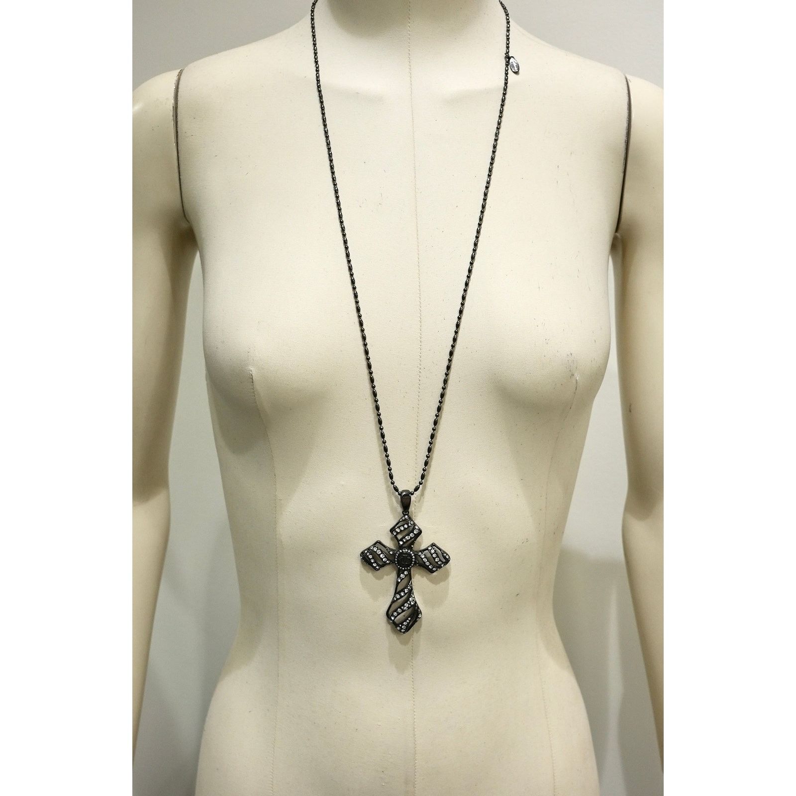 Roberto Cavalli 2000s Roberto Cavalli big studded cross necklace Size ONE SIZE - 1 Thumbnail