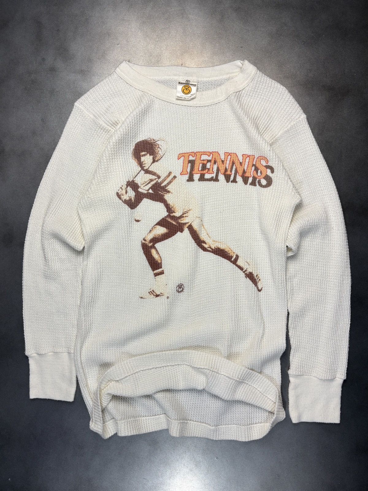 Vintage Vintage Thermal Long Sleeve Waffle Knit ALP Tennis Sandbags Size US S / EU 44-46 / 1 - 2 Thumbnail