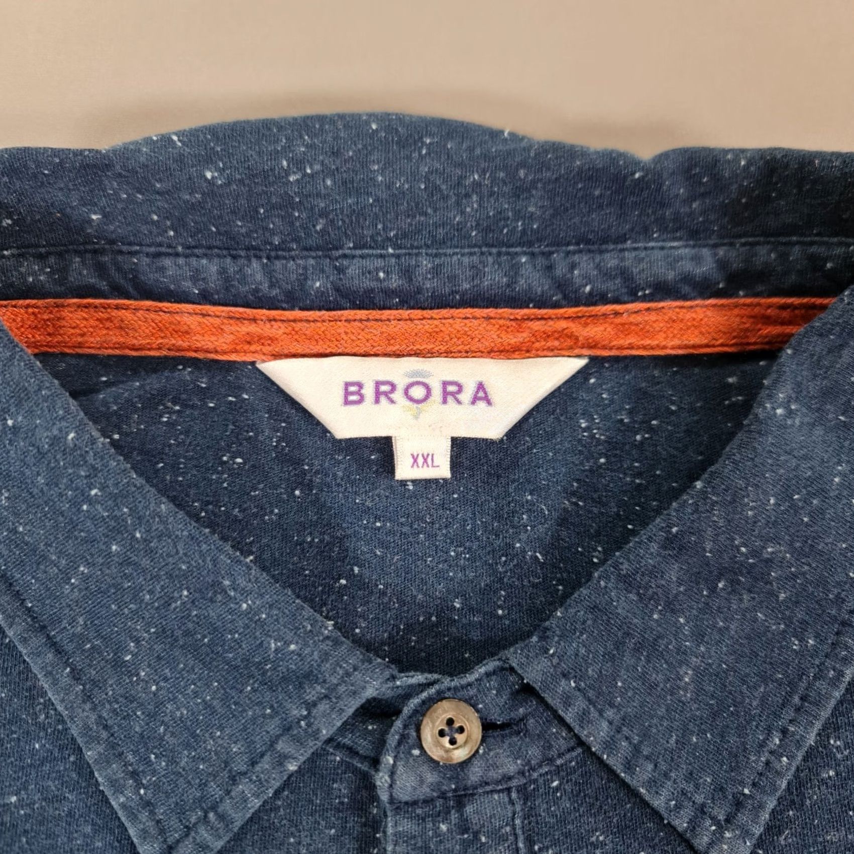 Vintage Brora Polo Shirt Brora Mens Polo Shirt XXL Cotton Speckled Short Sleeves Blue Casual Mens Size US XXL / EU 58 / 5 - 3 Thumbnail