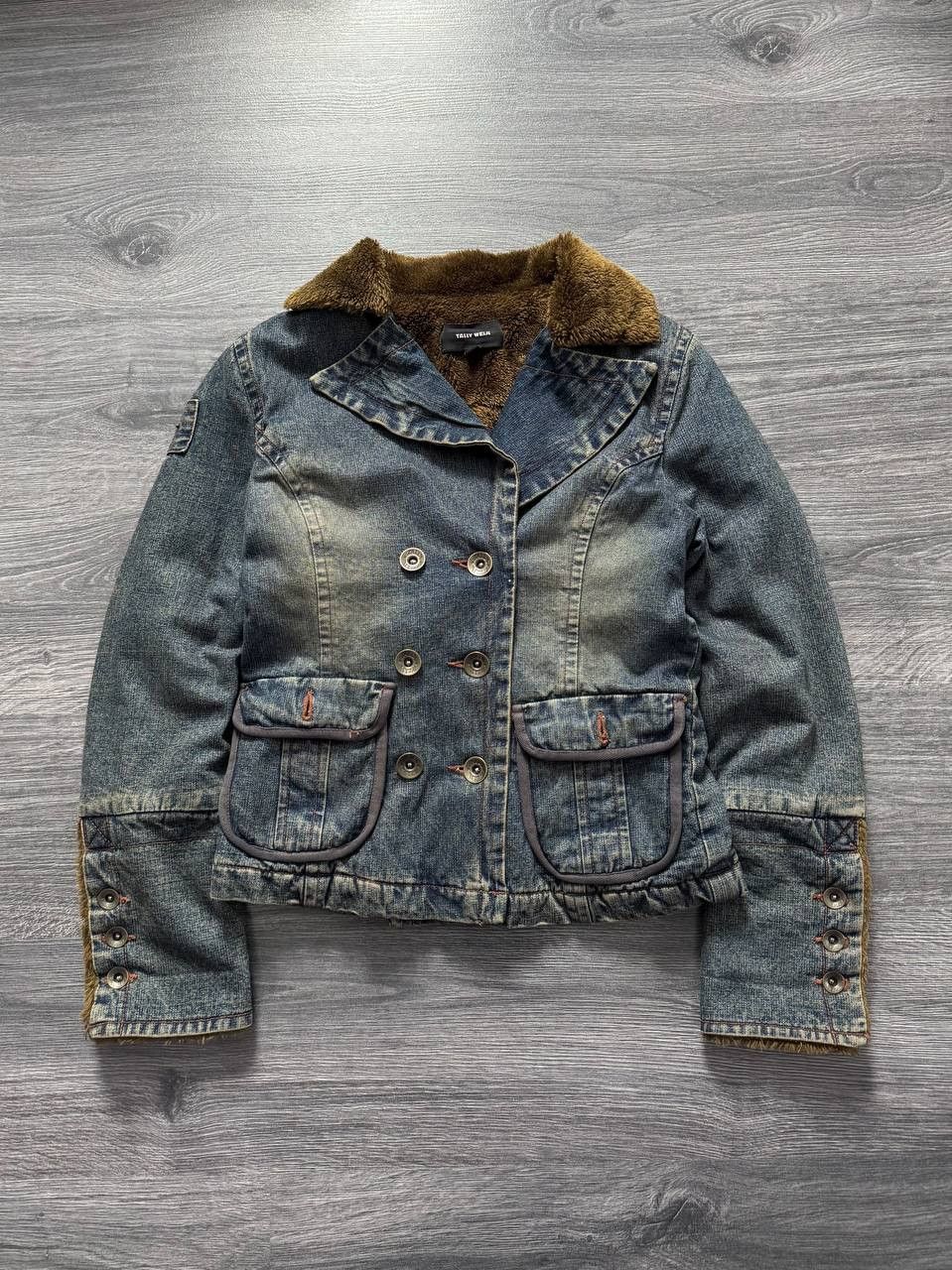 Y2K Faux Fur Collar Denim Jacket Vintage Dolce Gabbana style