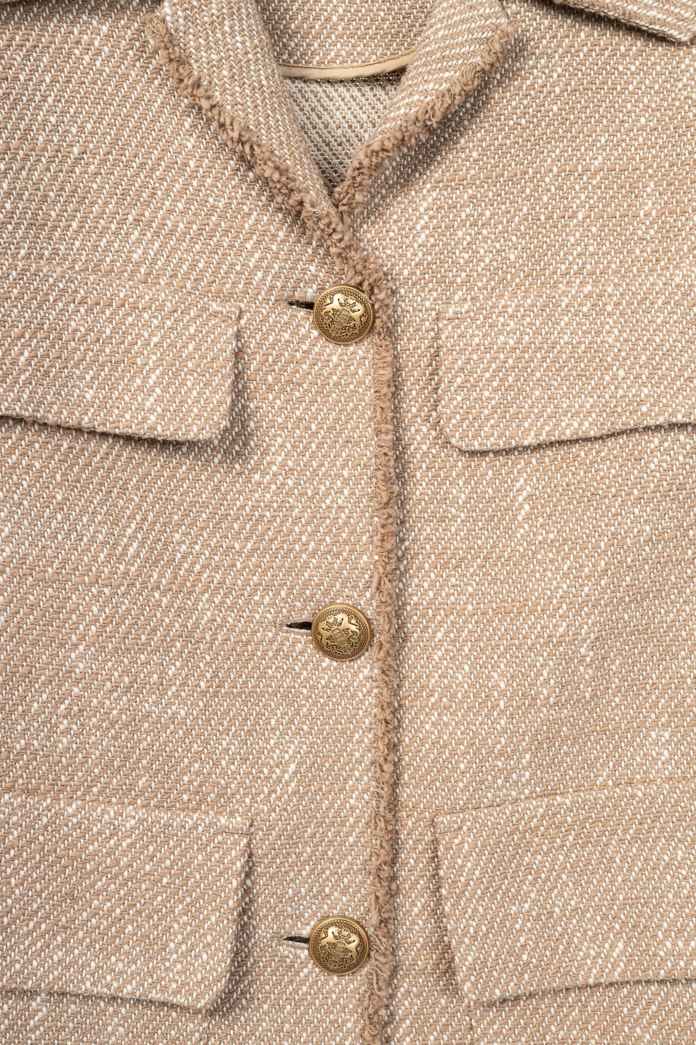 Luisa Cerano Luisa Cerano Brown Cotton Knit-Tweed Fringed Field Jacket Size M / US 6-8 / IT 42-44 - 7 Thumbnail
