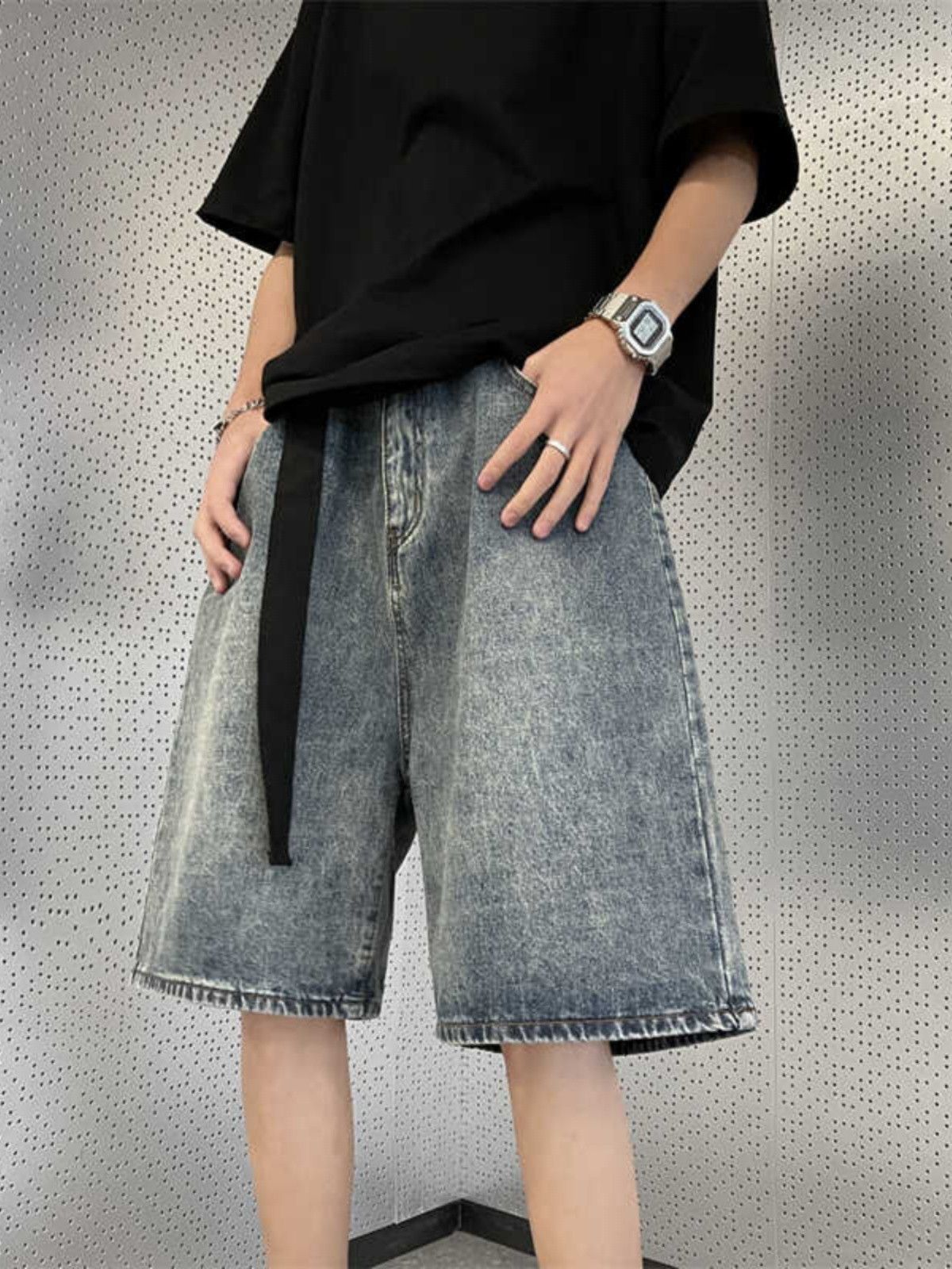 Japanese Brand × Jean Retro versatile washed straight leg denim shorts Size US 32 / EU 48 - 2 Thumbnail