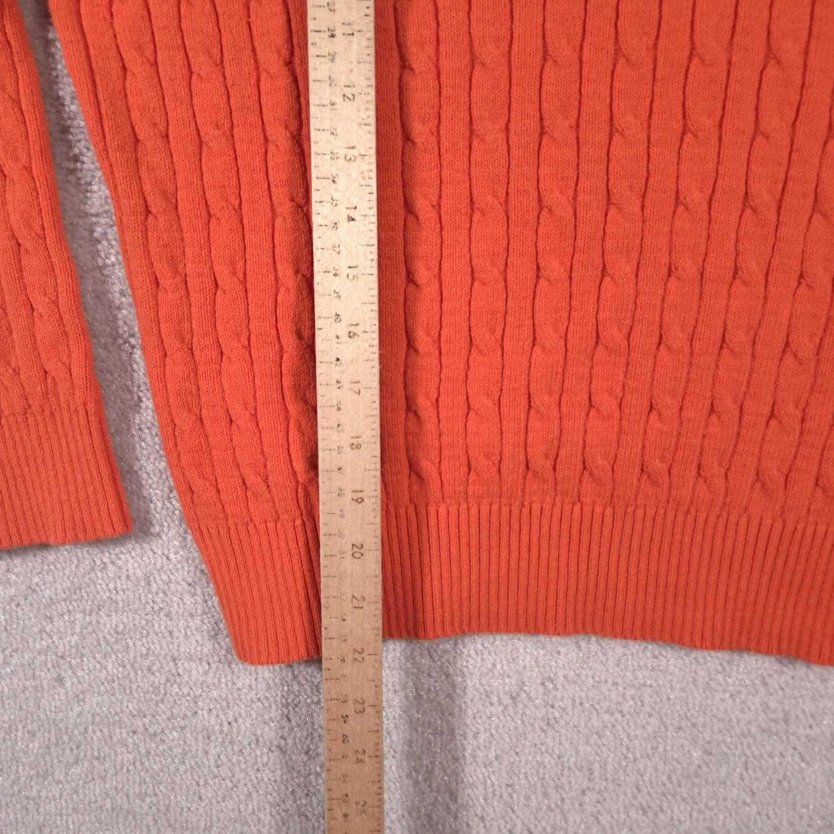 Vintage VINTAGE St. John's Bay Sweater Womens Large Orange Cable Knit V Neck Pullover Ribbed Trim Size L / US 10 / IT 46 - 7 Thumbnail